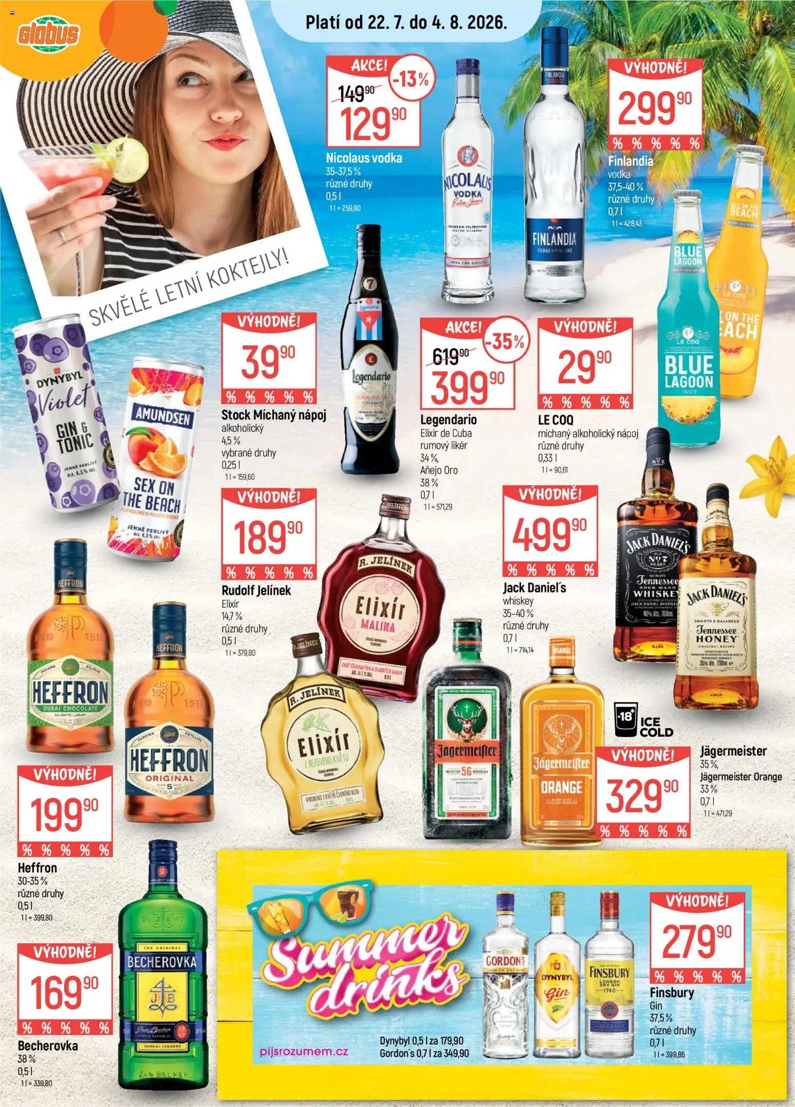 Globus leták od 22.07.2026 | Strana: 17 | Produkty: Míchaný nápoj, Gin, Jack Daniel’s, Becherovka