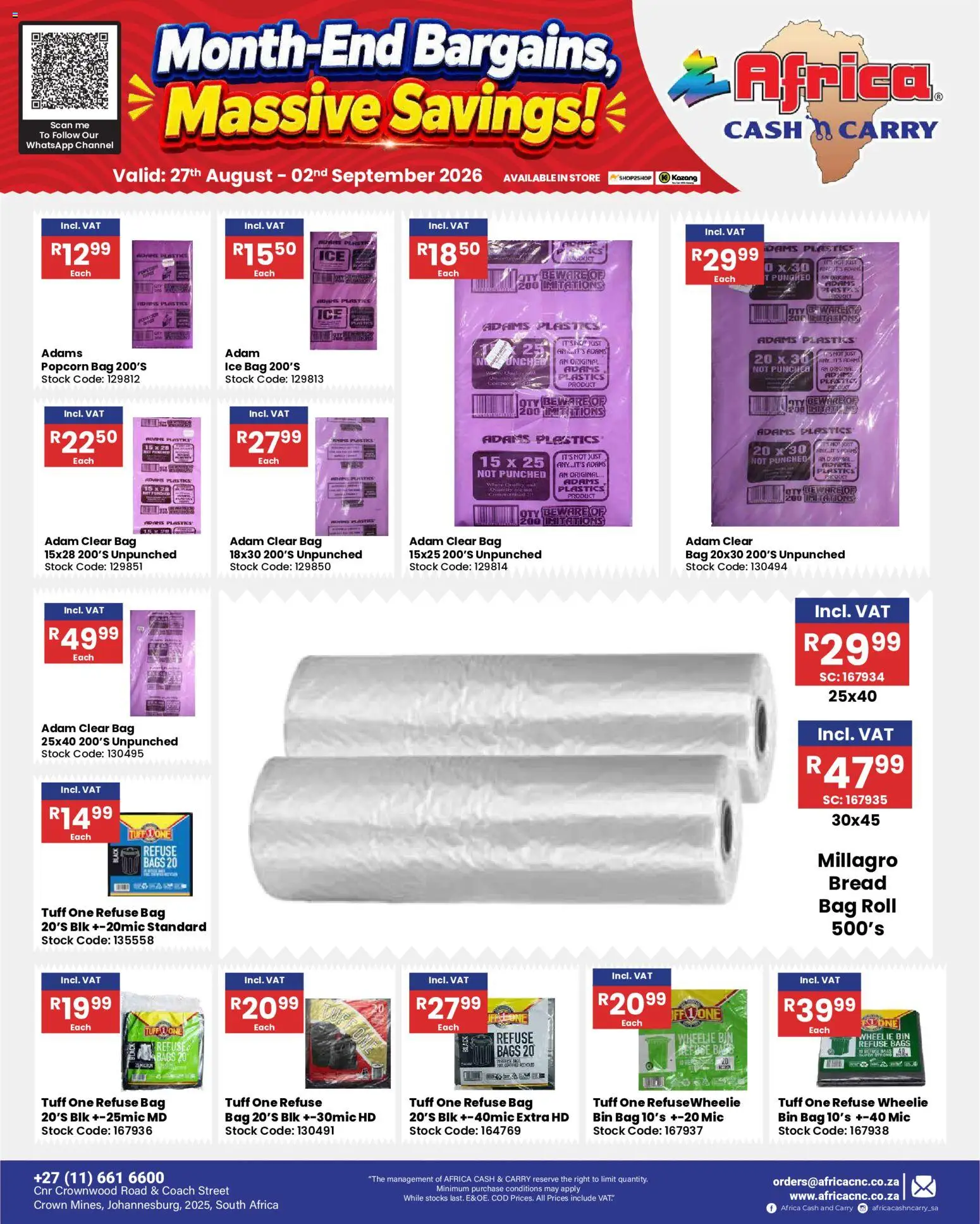 New Africa Cash & Carry catalogue – valid from 27/08/2026 | Page: 52 | Products: Bag, Bread, Popcorn, Stock