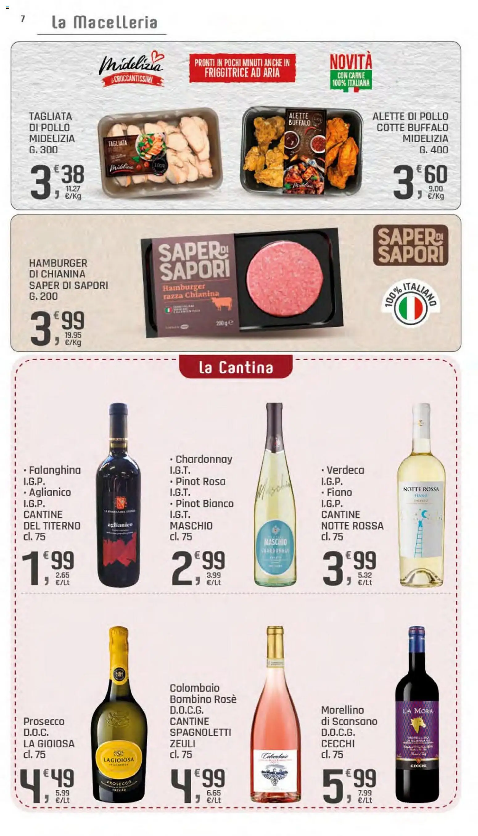 Volantino DOK del 23/07/2026 | Pagina: 7 | Prodotti: Pollo, Prosecco, Friggitrice, Hamburger