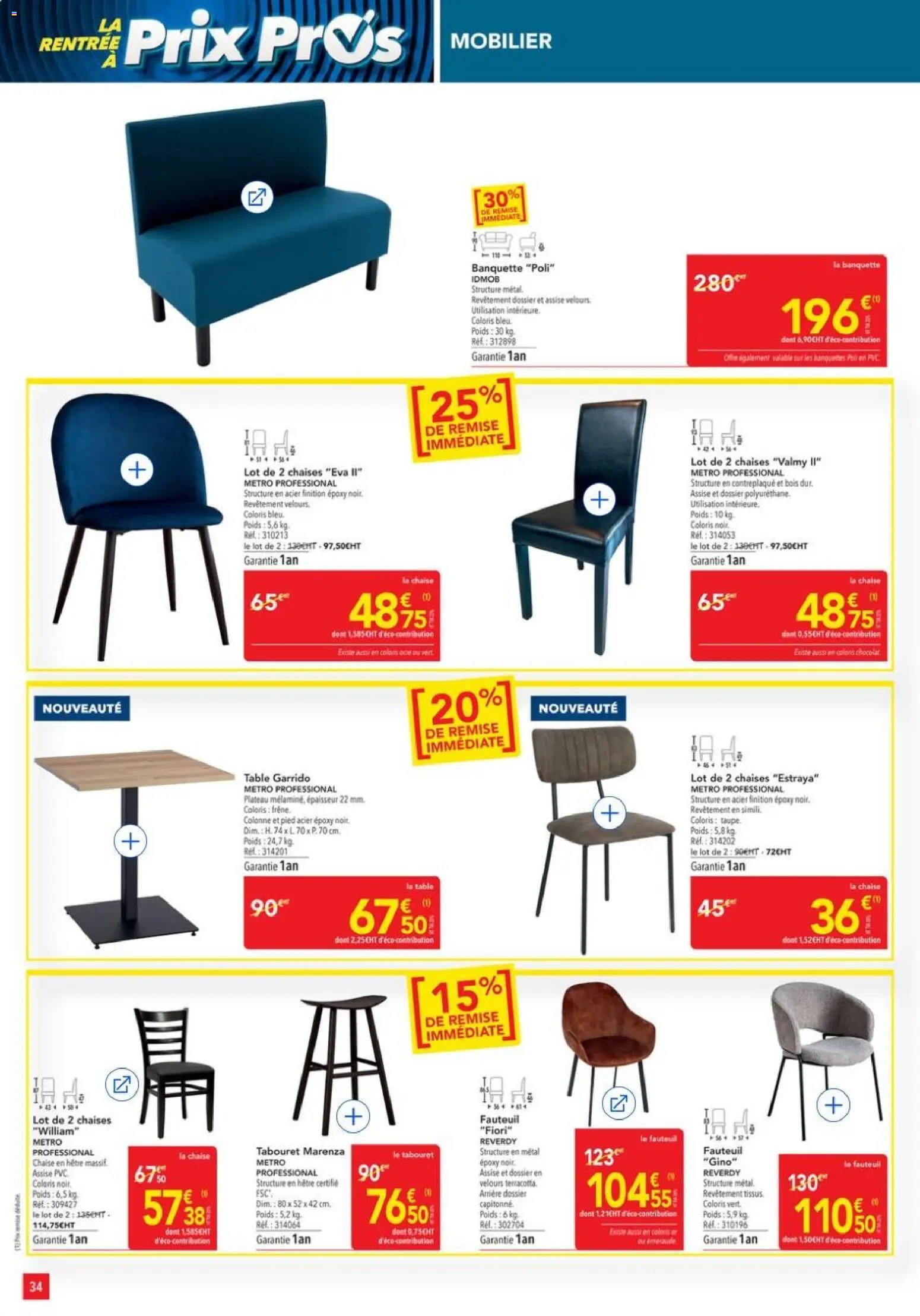 {H1} | Page: 34 | Produits: Colonne, Poids, Fauteuil, Chaise