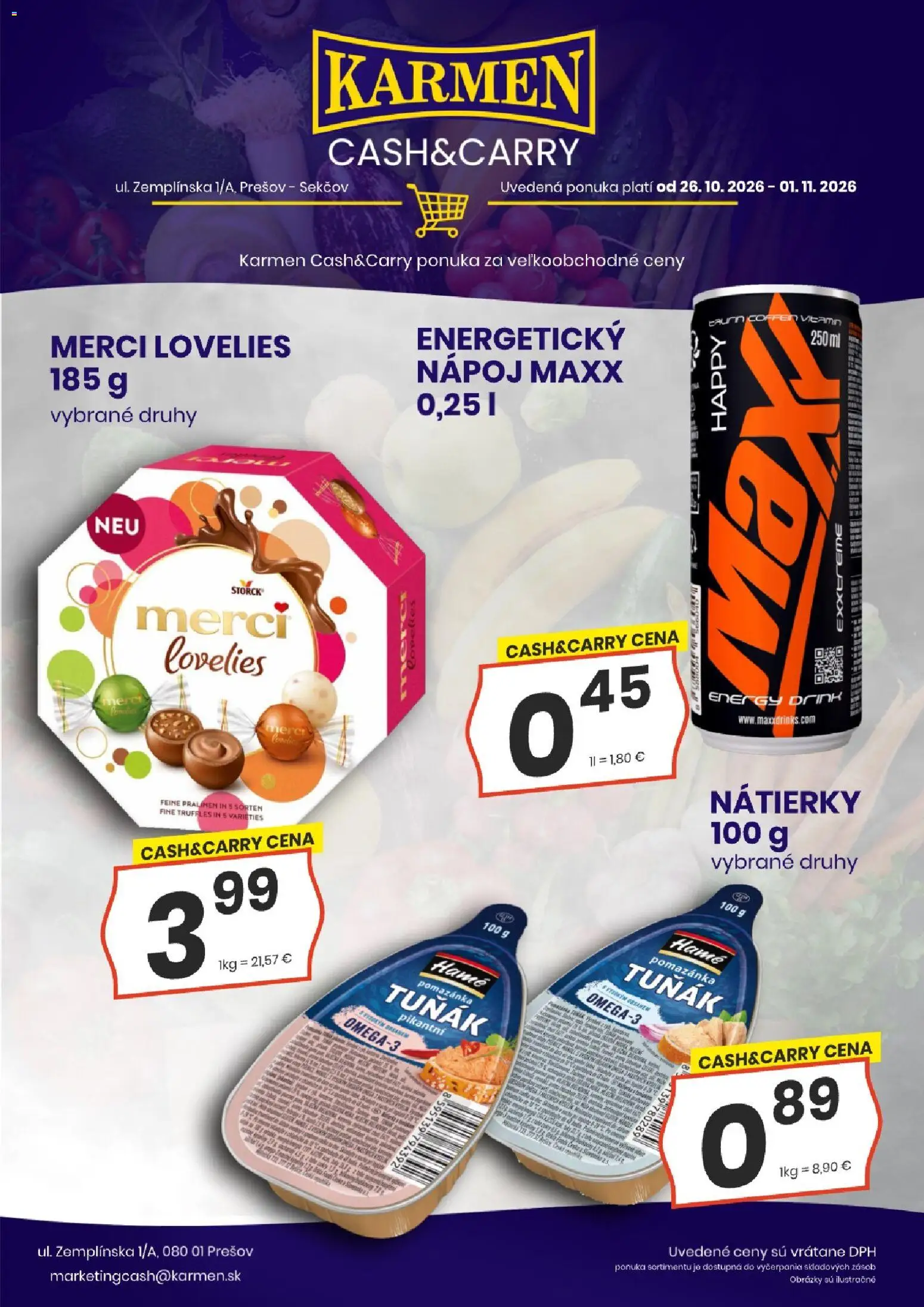 Nové KARMEN CBA akcie – leták je platný od 26.10.2026 | Strana: 5 | Produkty: Merci