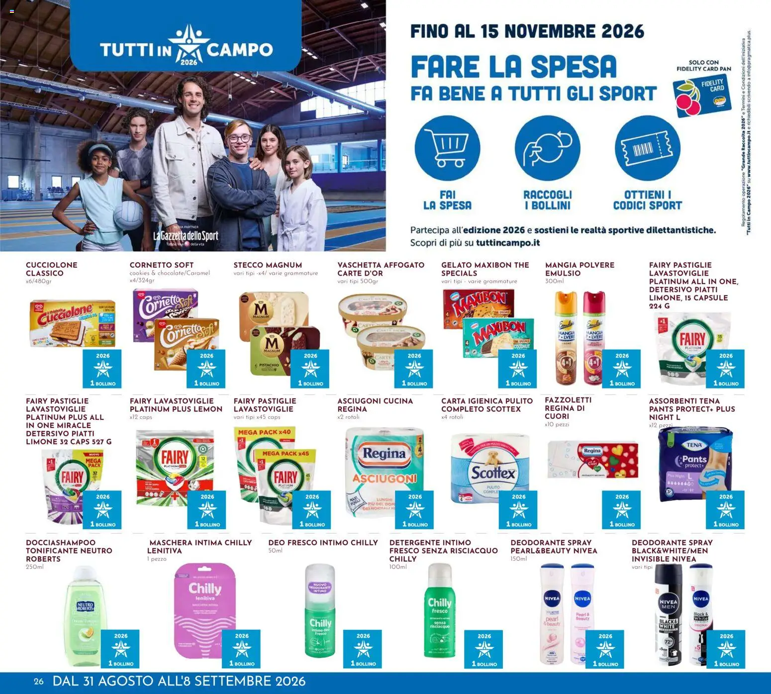 Volantino Pan del 31/08/2026 | Pagina: 26 | Prodotti: Carta igienica, Deodorante, Gelato, Limone