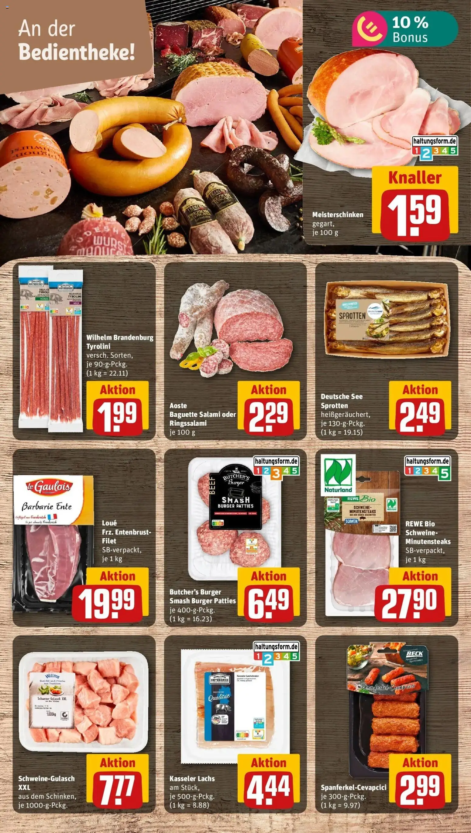 REWE Prospekt ab 12.10.2026 zum Blättern » Angebote | Seite: 7 | Produkte: Lachs, Gulasch, Wurst, Ente