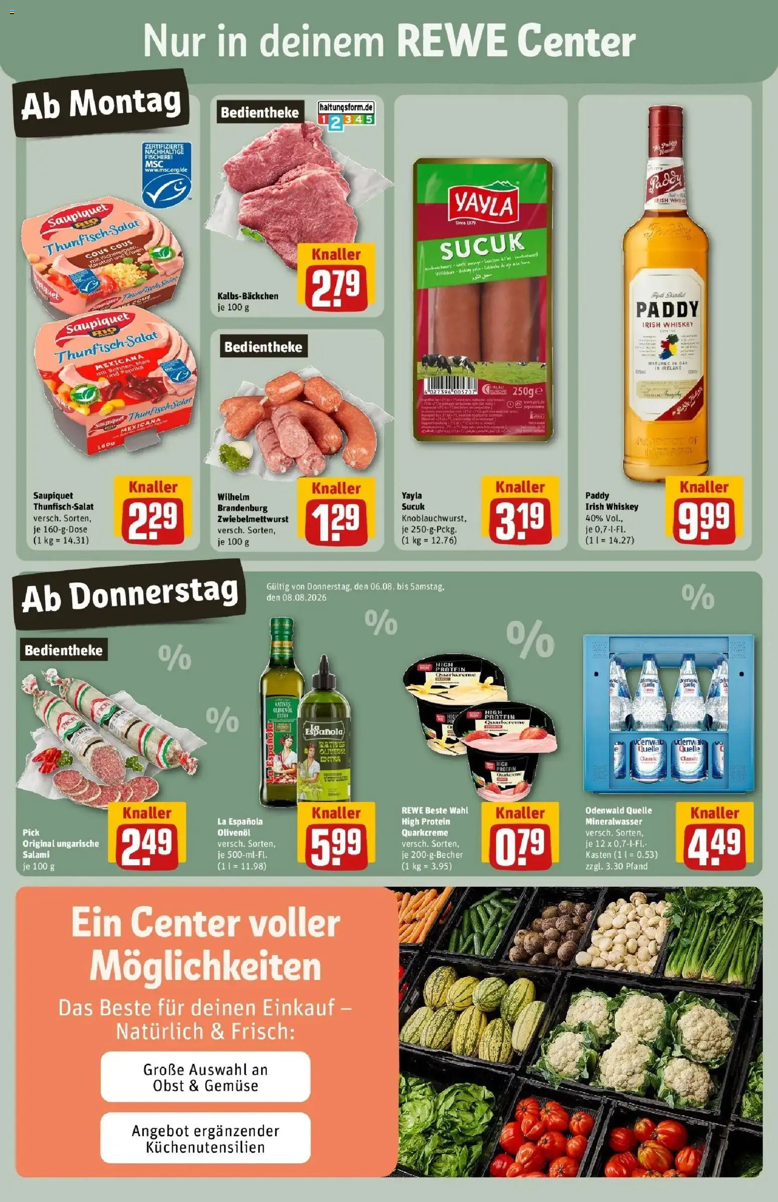REWE Prospekt ab 03.08.2026 zum Blättern » Angebote | Seite: 3 | Produkte: Mais, Olivenol, Mineralwasser, Gemüse