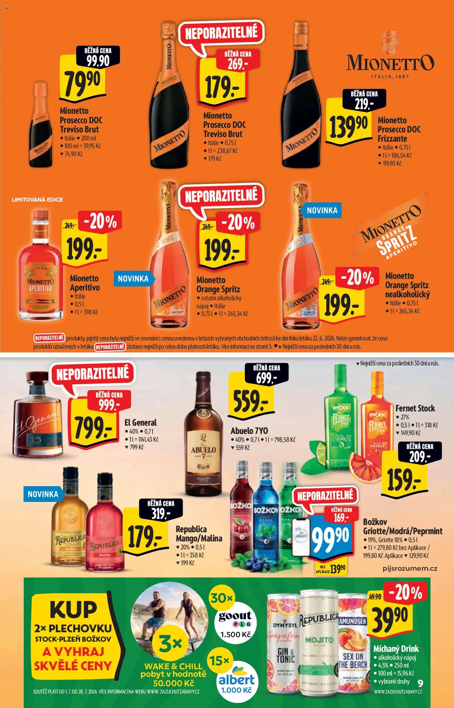 Albert katalog - Hypermarket od 01.07.2026 | Strana: 9 | Produkty: Prosecco, Gin, Tonic, Fernet