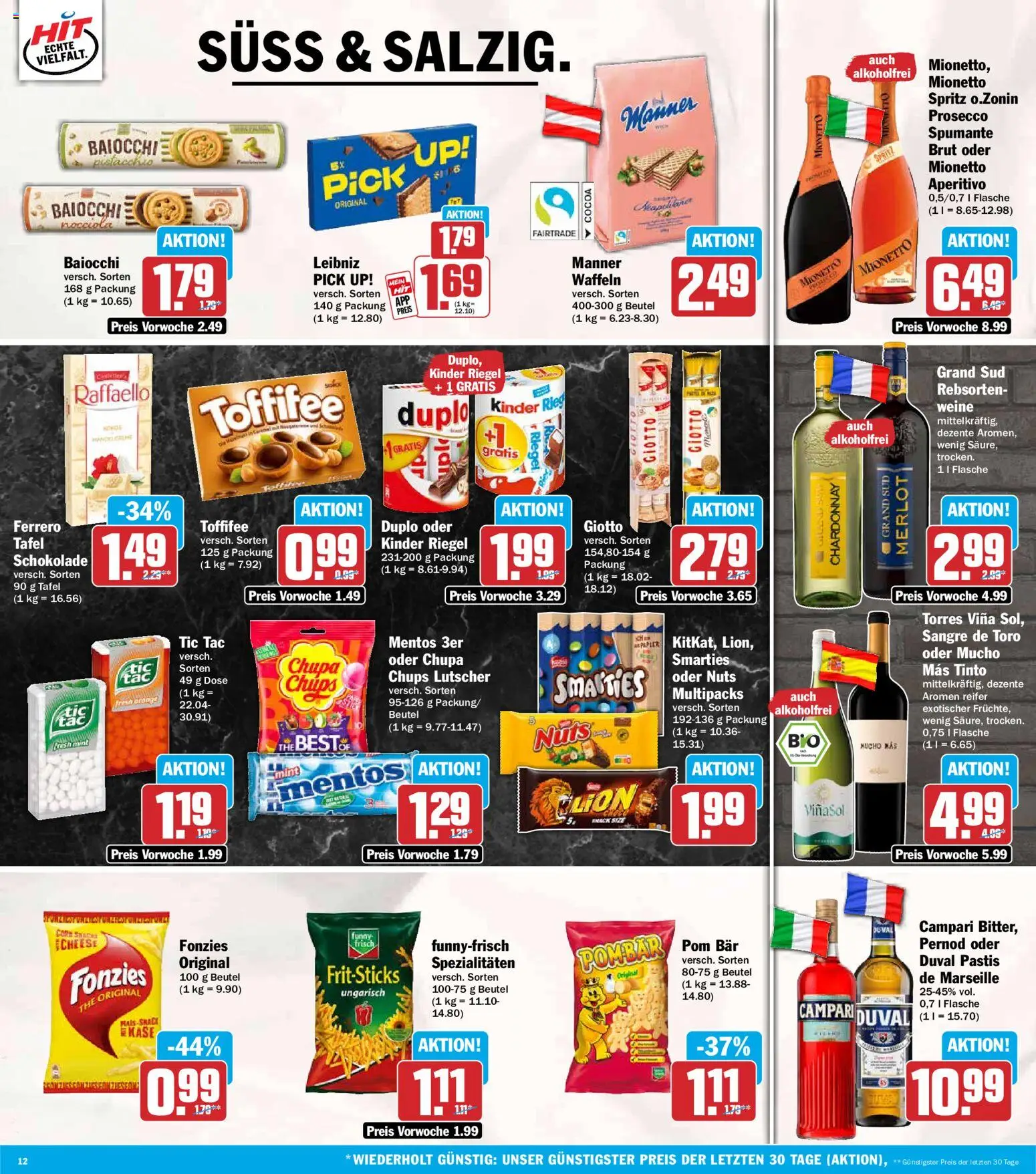 HIT Prospekt – gültig ab 15.06.2026 | Seite: 12 | Produkte: Kinder riegel, Waffeln, Prosecco, Chips