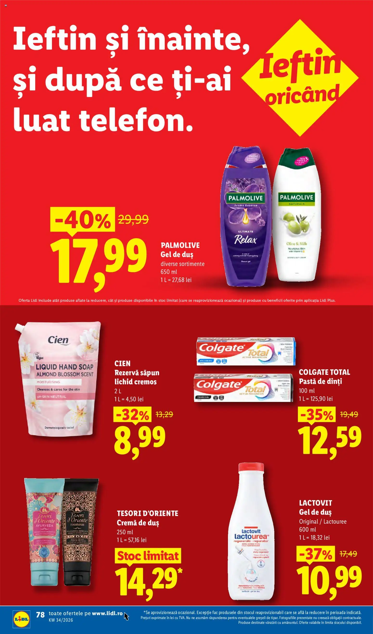 Noul catalog Lidl – valabil de la 17.08.2026 | Pagină: 78 | Produse: Active, Pastă de dinți, Săpun lichid, Rezervă săpun