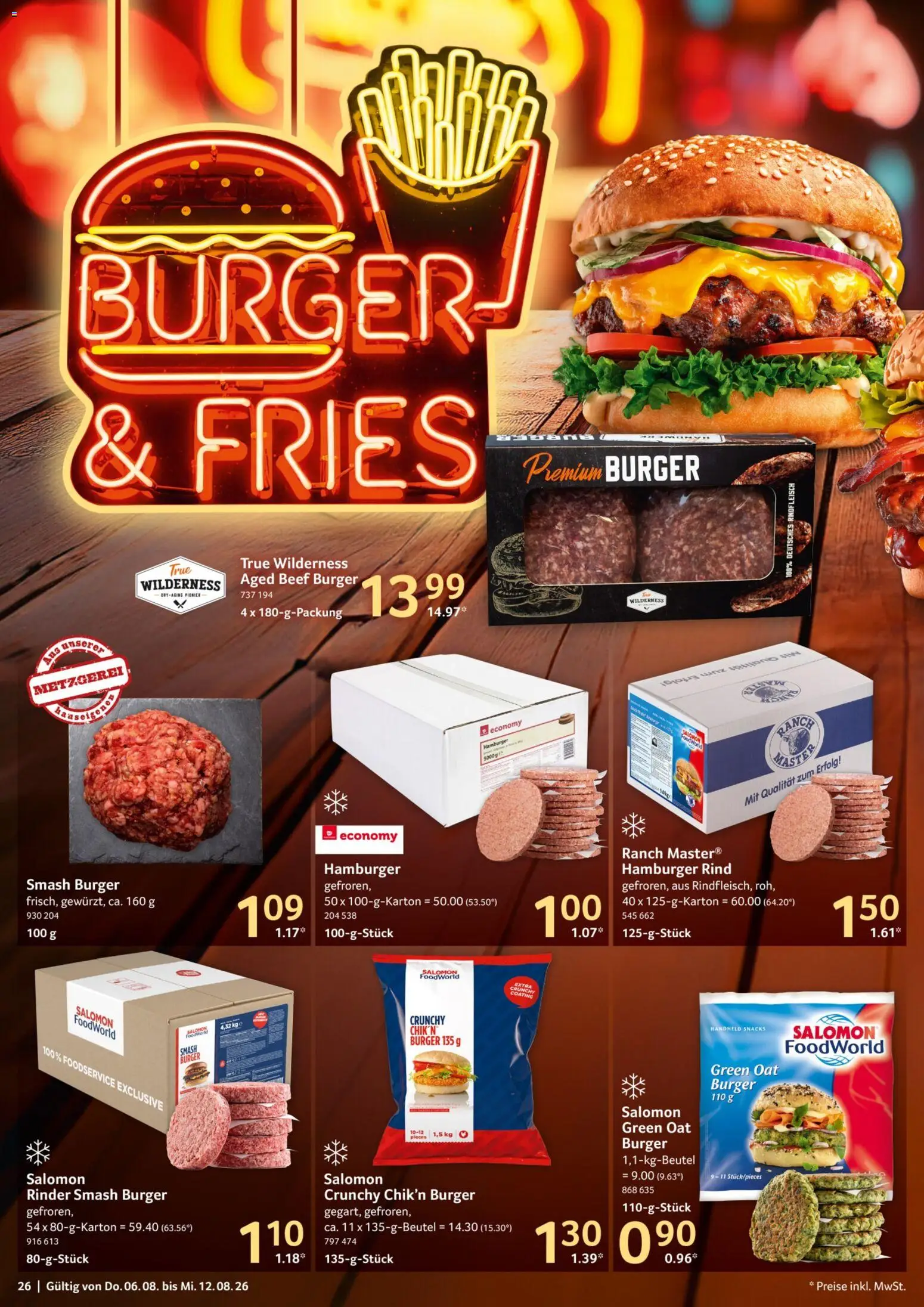 Selgros Prospekt – gültig ab 06.08.2026 | Seite: 26 | Produkte: Burger, Rindfleisch