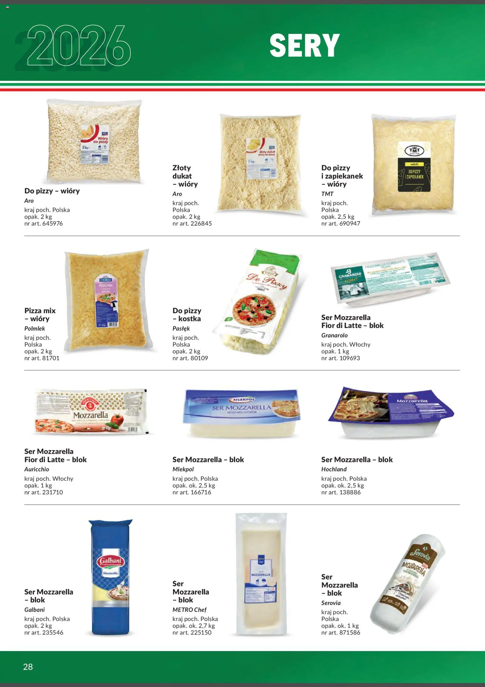 Makro Gazetka - Italia od 01.02.2026 | Strona: 28 | Produkty: Sery, Ser, Pizza, Mozzarella