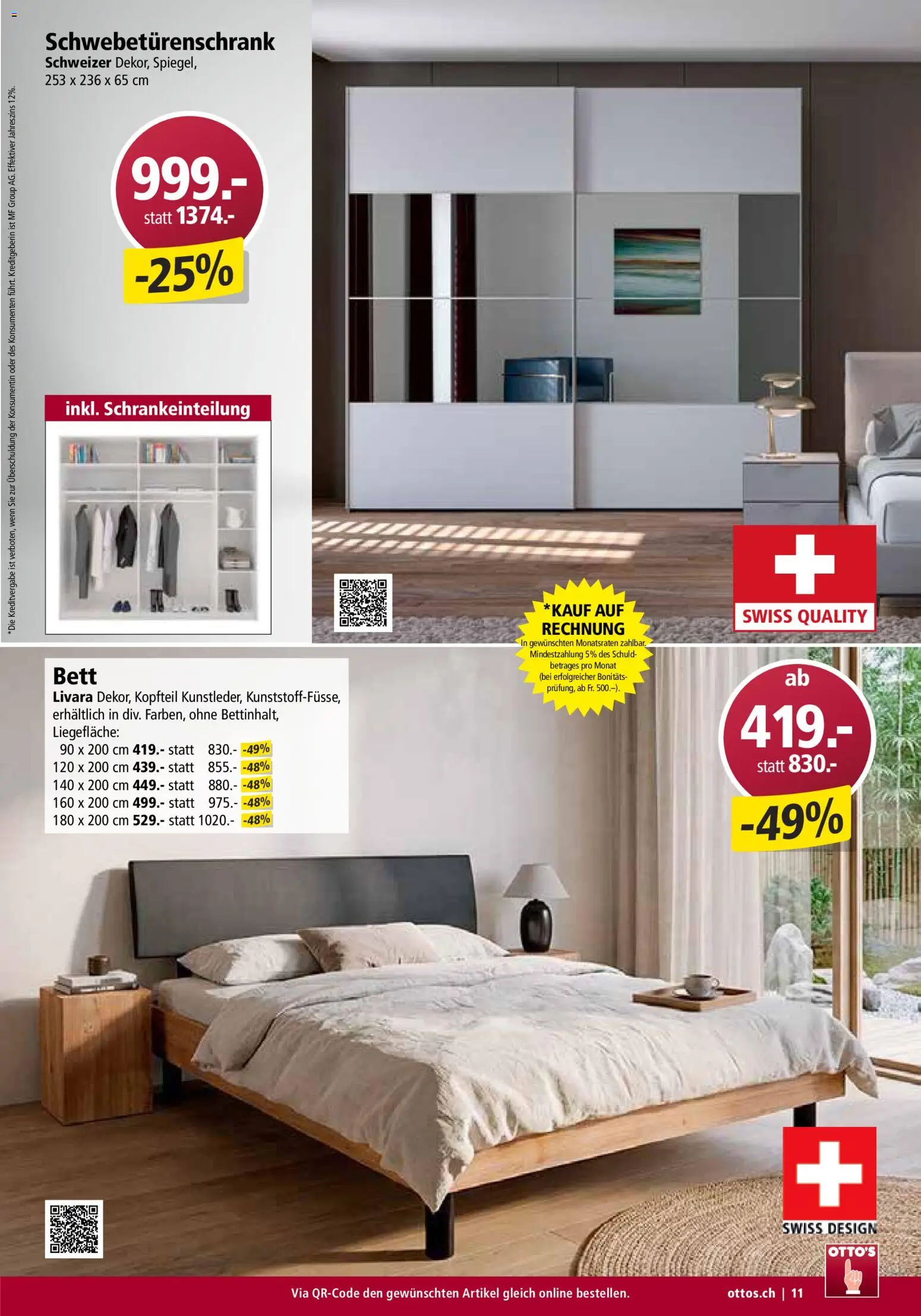 Otto's Aktionen Möbelflyer – gültig ab 01.09.2026 | Seite: 11 | Produkte: Schwebetürenschrank, Bett