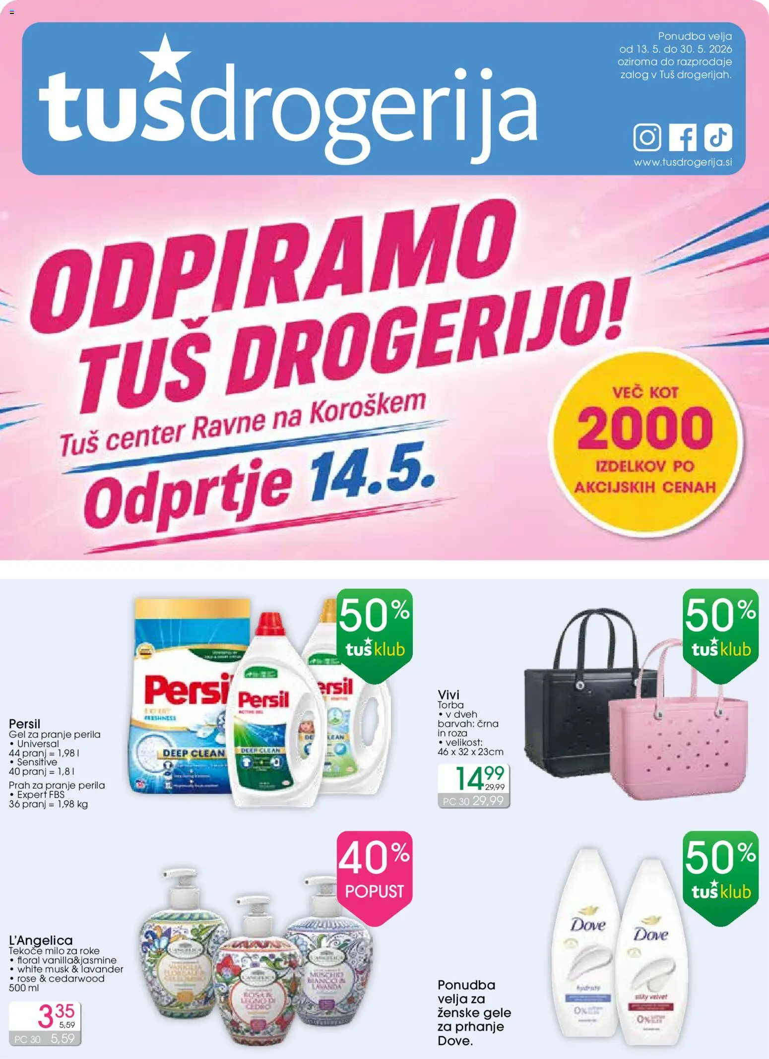Novi Tuš drogerija katalog ponudbe – veljaven od 13.05.2026 | Stran: 17 | Izdelki: Tekoče milo, Torba, Milo, Prah za pranje perila