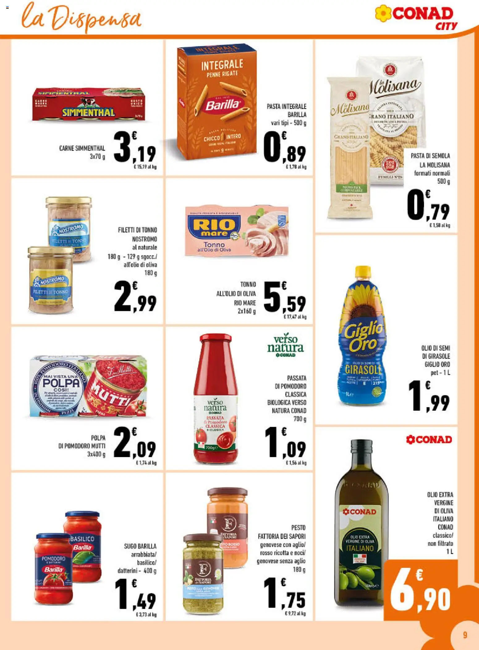 Volantino Conad del 26/08/2026 | Pagina: 9 | Prodotti: Olio, Pesto, Semola, Penne