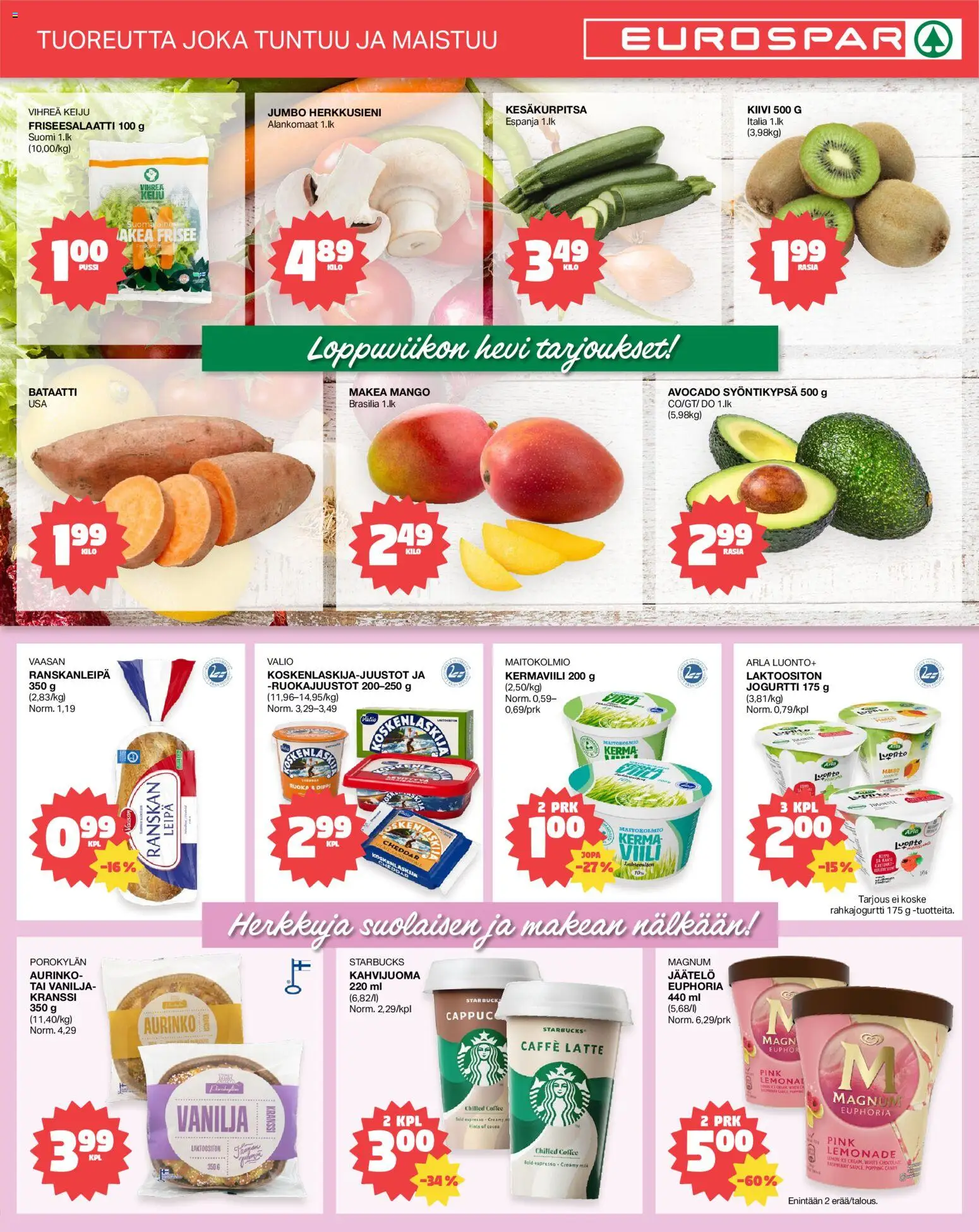 Tokmanni - EUROSPAR – voimassa 09.04.2026 alkaen | Sivu: 3 | Tuotteet: Cheddar, Jogurtti, Kiivi, Jäätelö