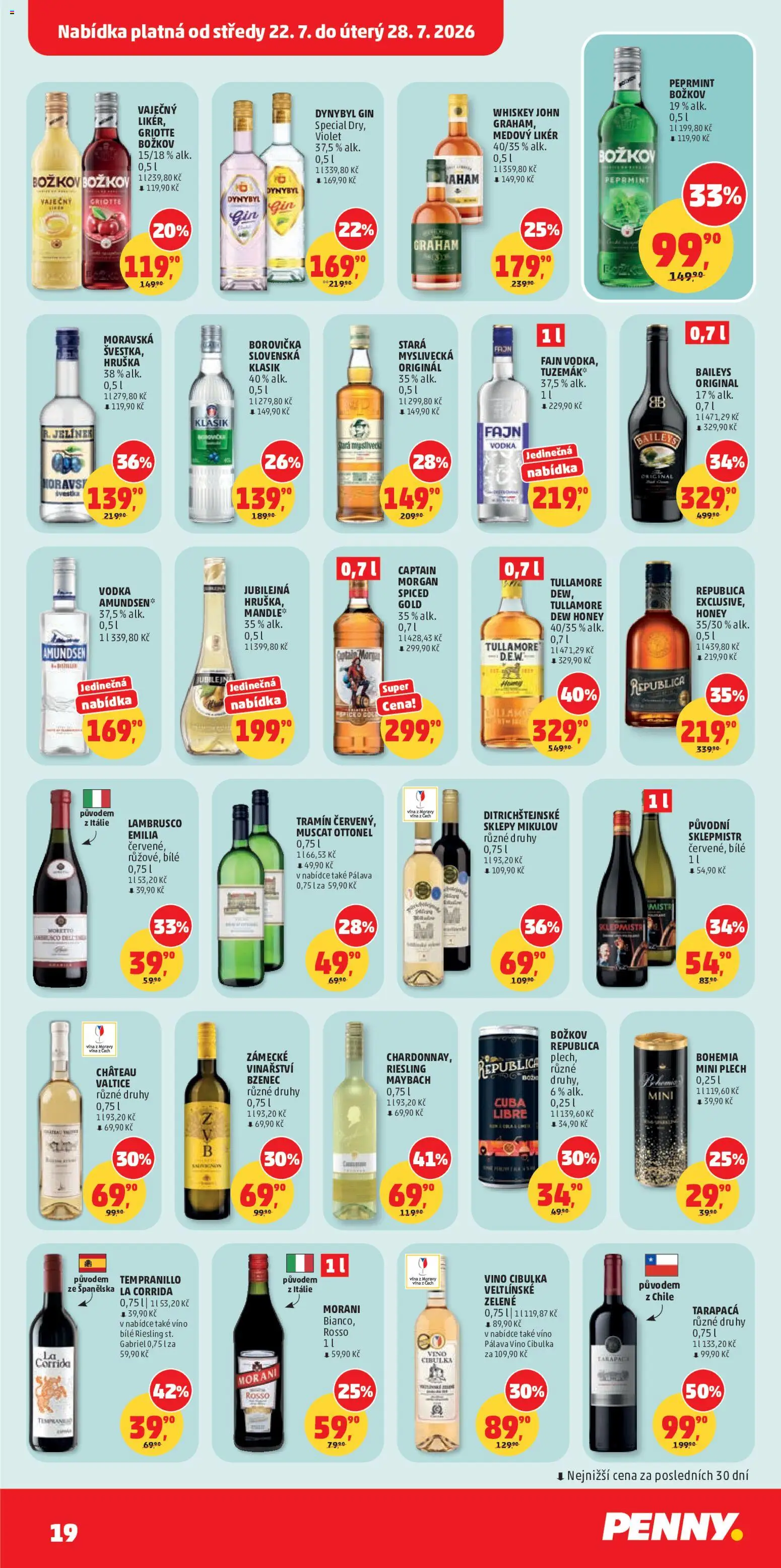 Penny Market leták od 22.07.2026 | Strana: 19 | Produkty: Lambrusco, Tarapaca, Whiskey, Morgan
