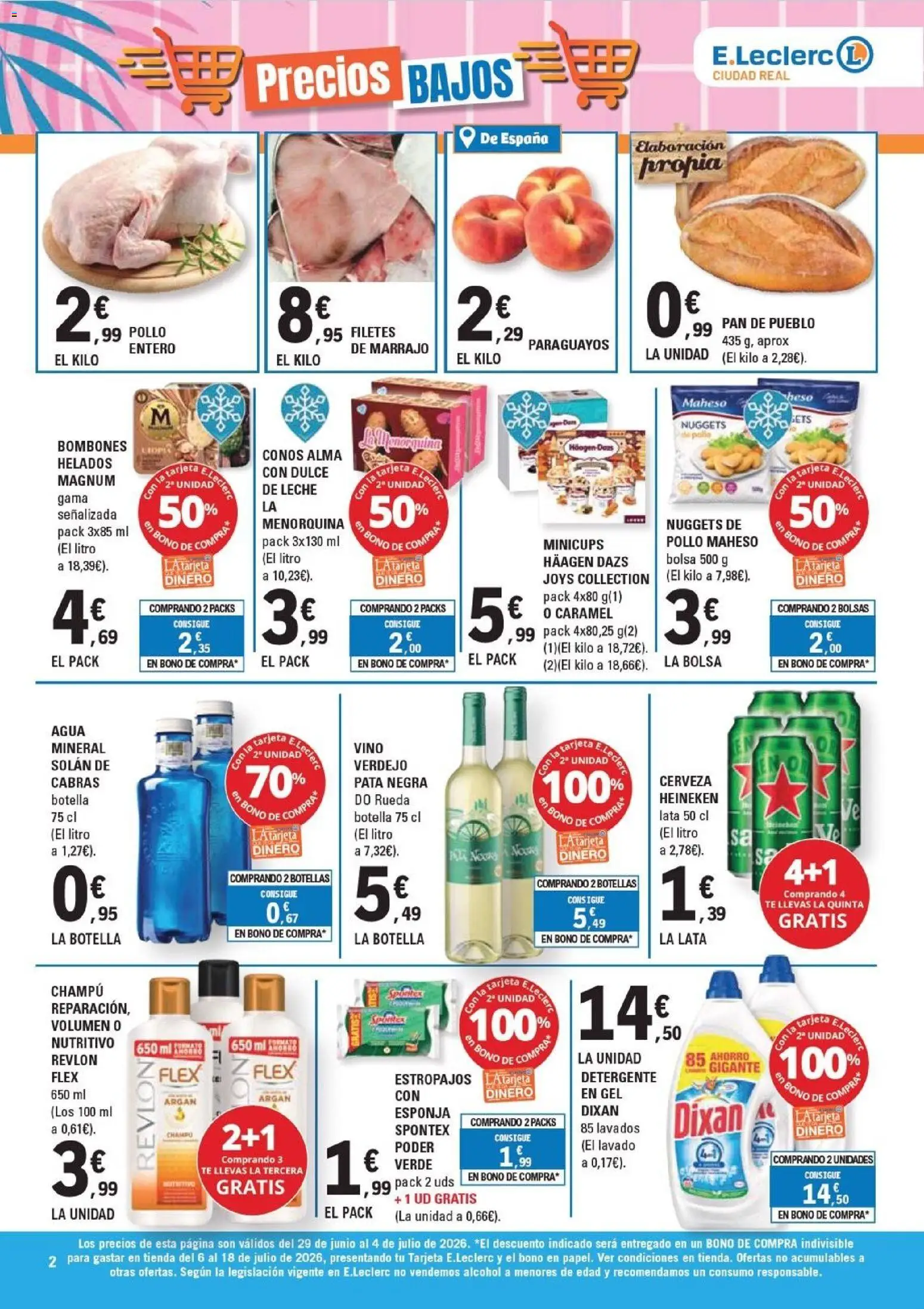 E.Leclerc Ciudad Real │ válido desde el 29/06/2026 | Página: 2 | Productos: Detergente, Vino, Cerveza, Té