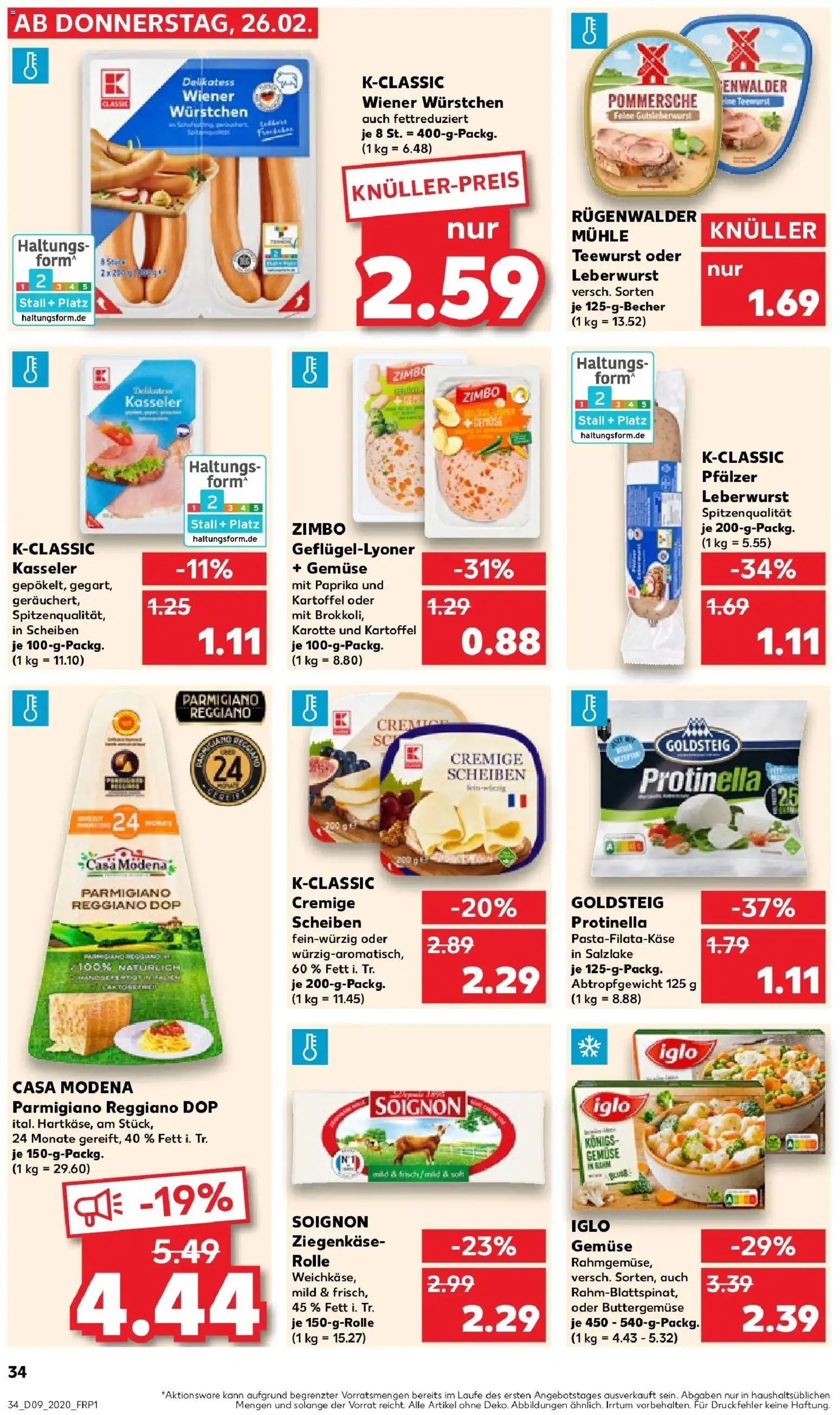 Kaufland prospekt Pfullingen	 – gültig ab 26.02.2026 | Seite: 34 | Produkte: Mühle, Wiener wurstchen, Ziegenkäse, Gemüse
