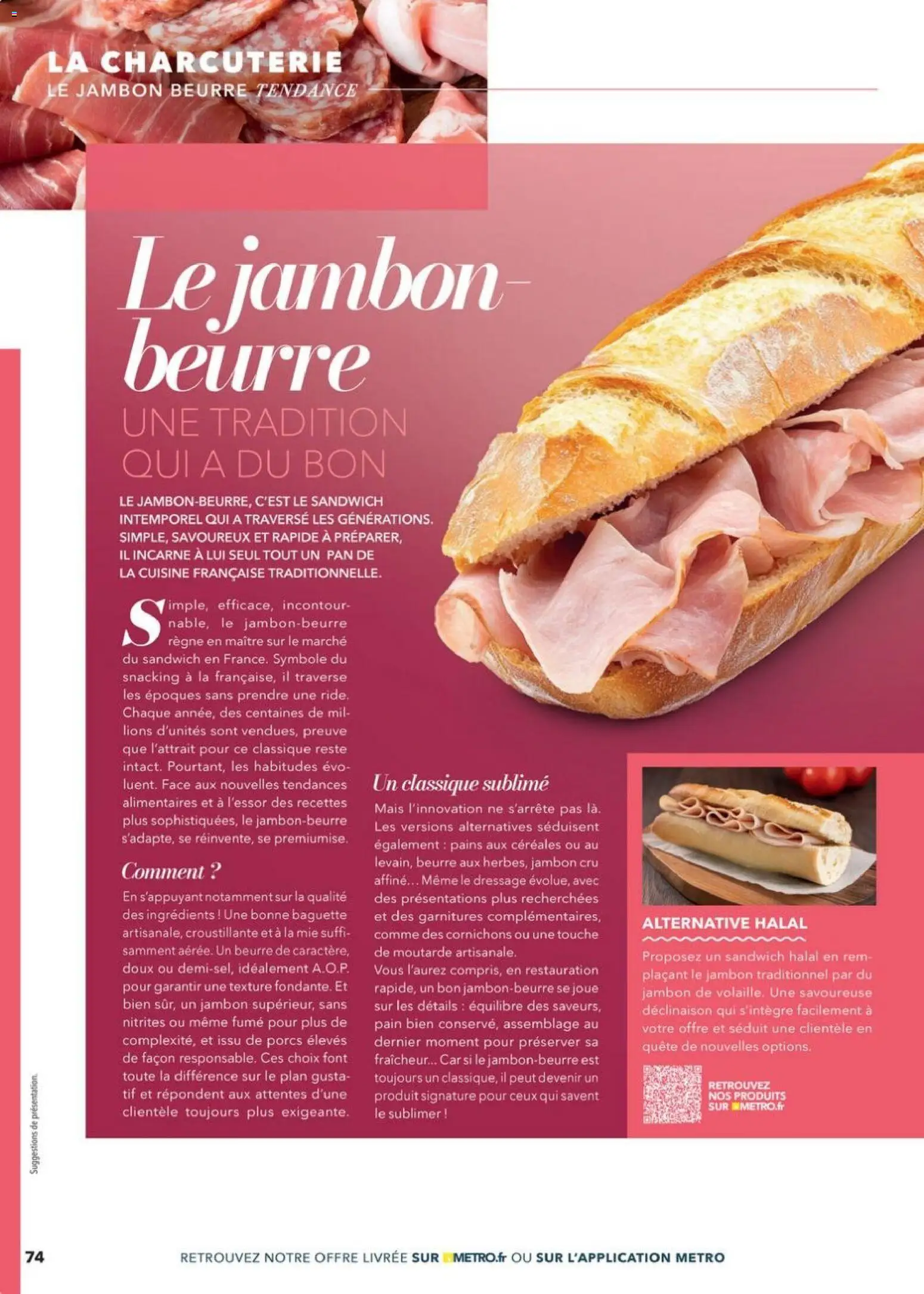 {H1} | Page: 74 | Produits: Jambon Cru, Mais, Moutarde, Jambon