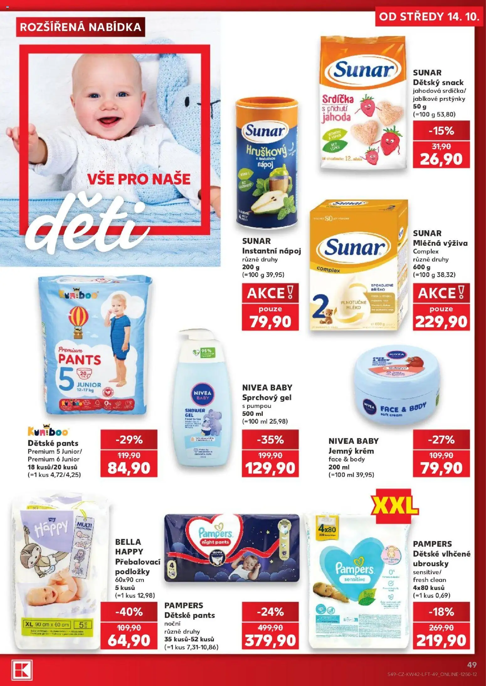 Kaufland leták - Praha 8 od 14.10.2026 | Strana: 49 | Produkty: Sunar, Ubrousky, Mléčná výživa, Body