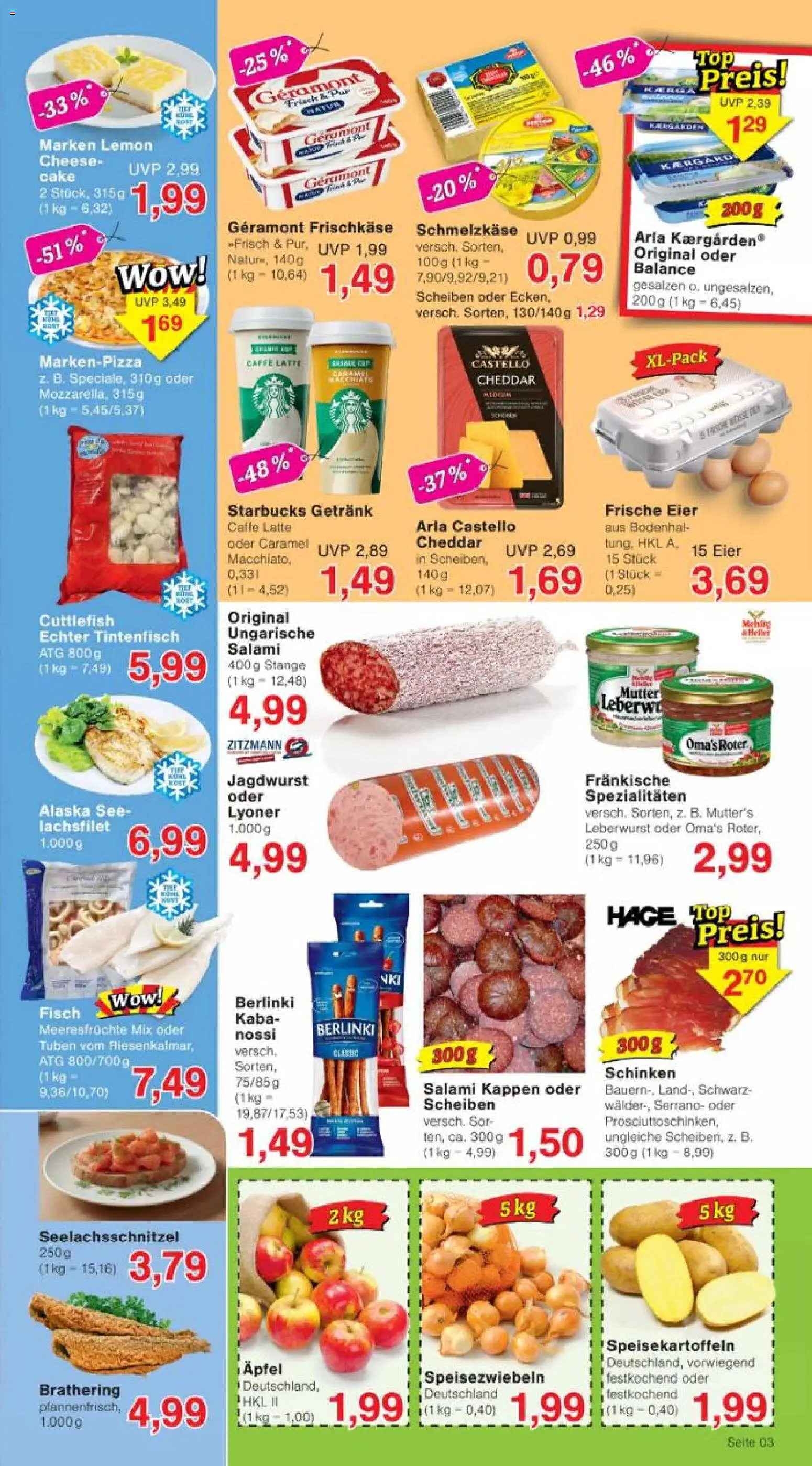 Jawoll Prospekt – gültig ab 26.05.2026 | Seite: 3 | Produkte: Tintenfisch, Meeresfrüchte, Salami, Frischkase
