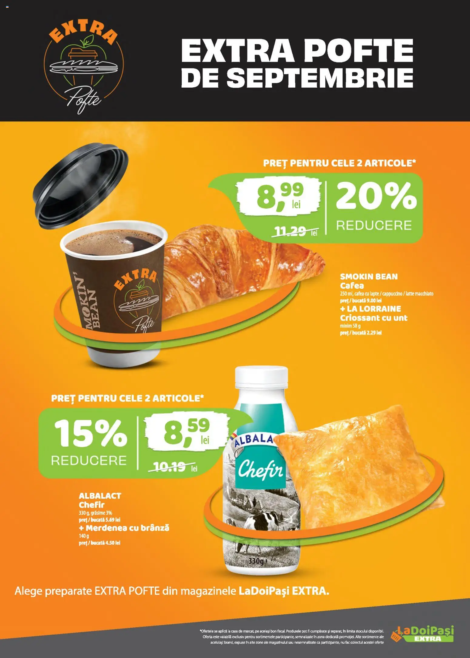 Noul catalog LaDoiPași – valabil de la 16.09.2026 | Pagină: 5 | Produse: Chefir, Lapte, Unt, Cafea