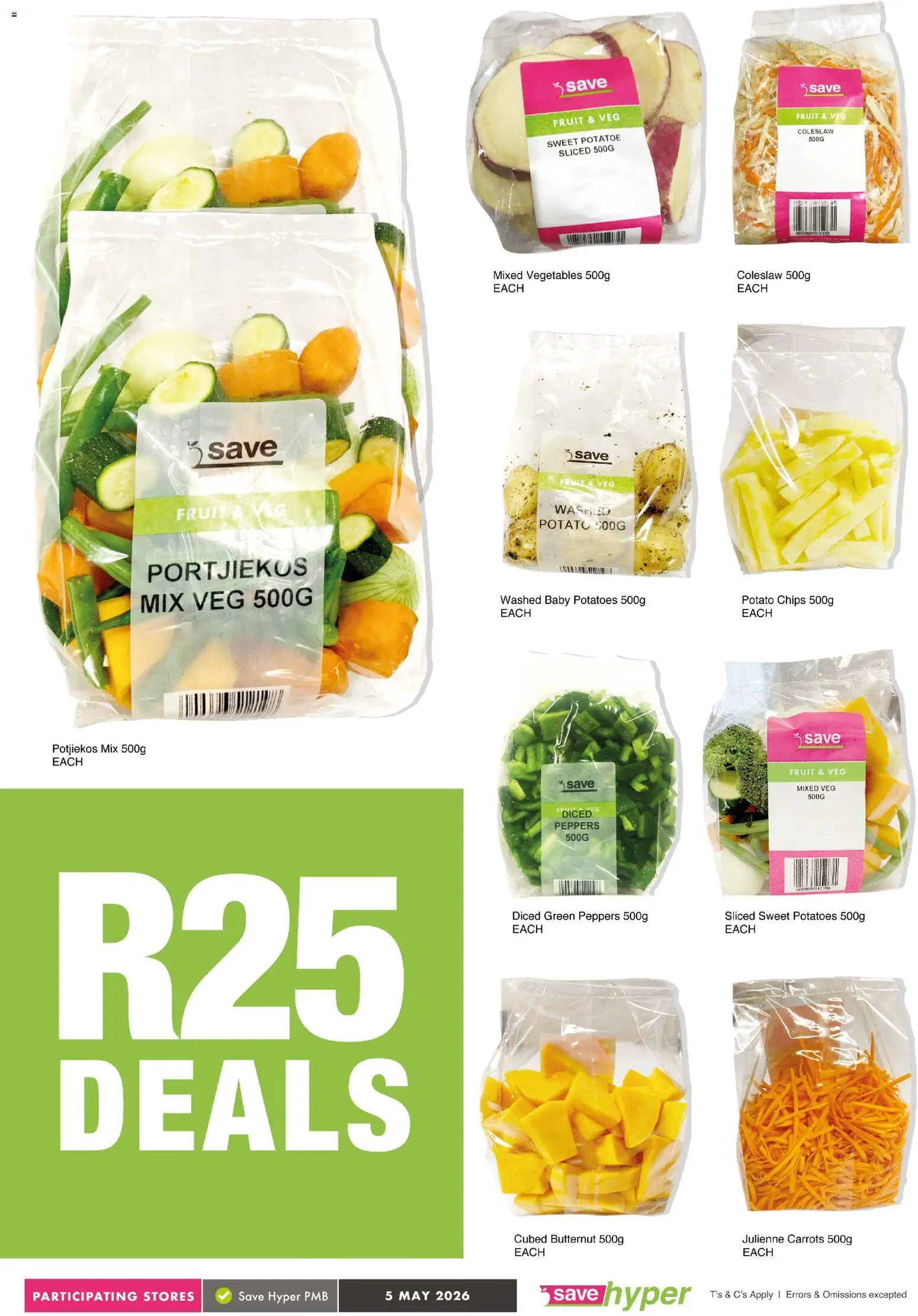 New Save catalogue – valid from 05.05.2026 | Page: 2 | Products: Chips, Desmaquilante, Vegetables, Fruit