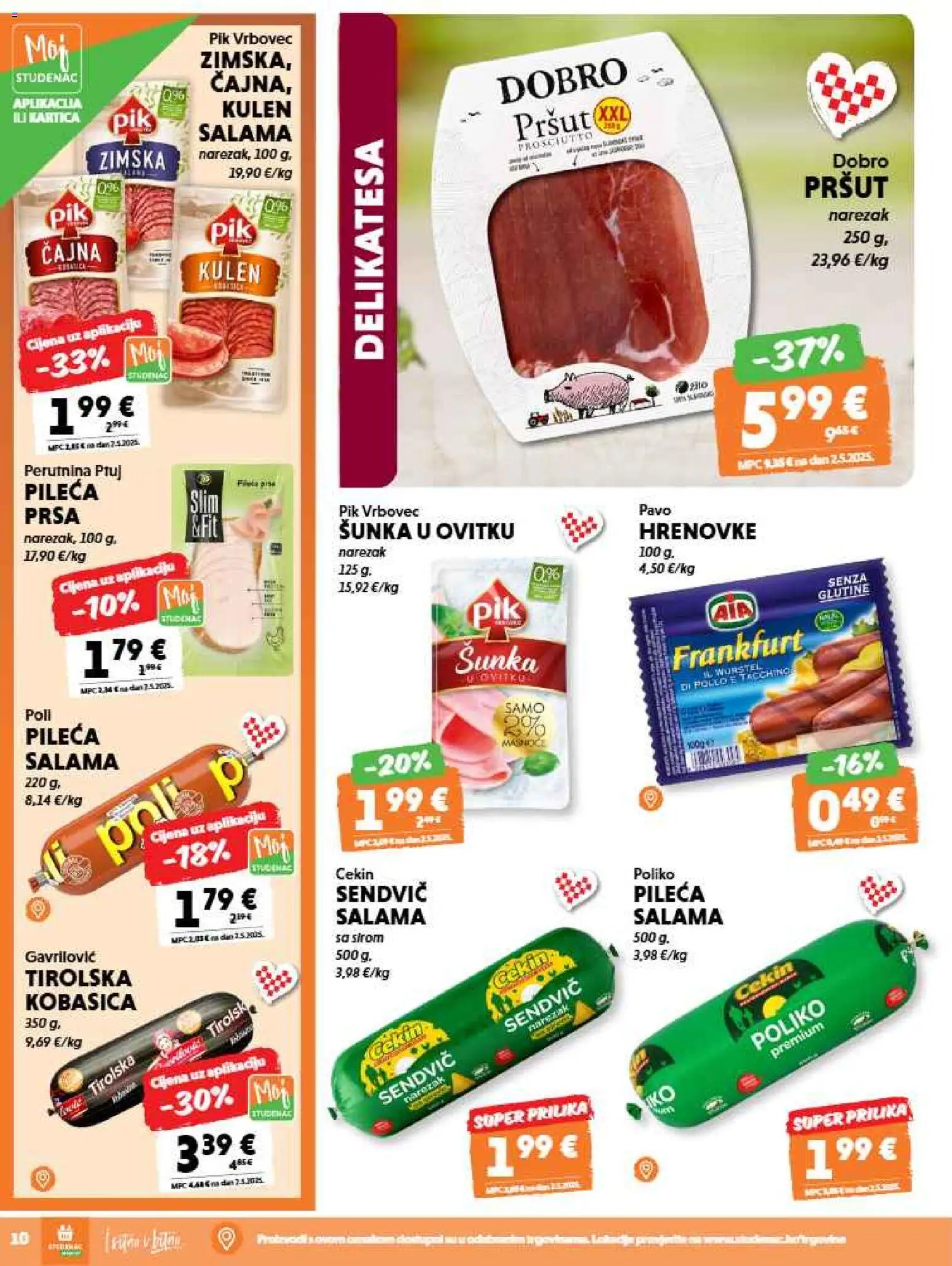 Studenac katalog | vrijedi od 26.08.2026 | Stranica: 10 | Proizvodi: Salama, Šunka, Pršut, Narezak