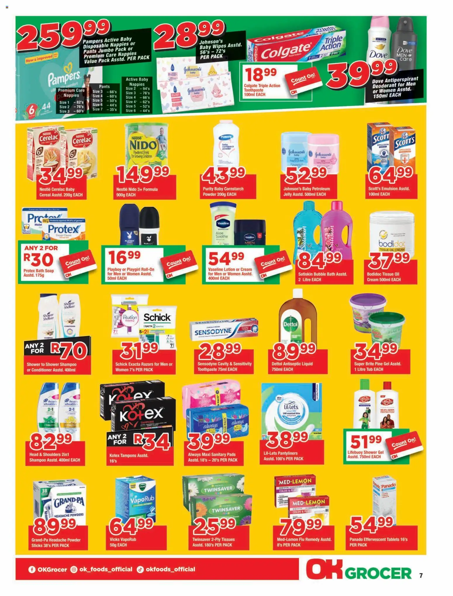 New OK Foods catalogue – valid from 25/08/2026 | Page: 7 | Products: Pants, Pads, Cream, Antiperspirant