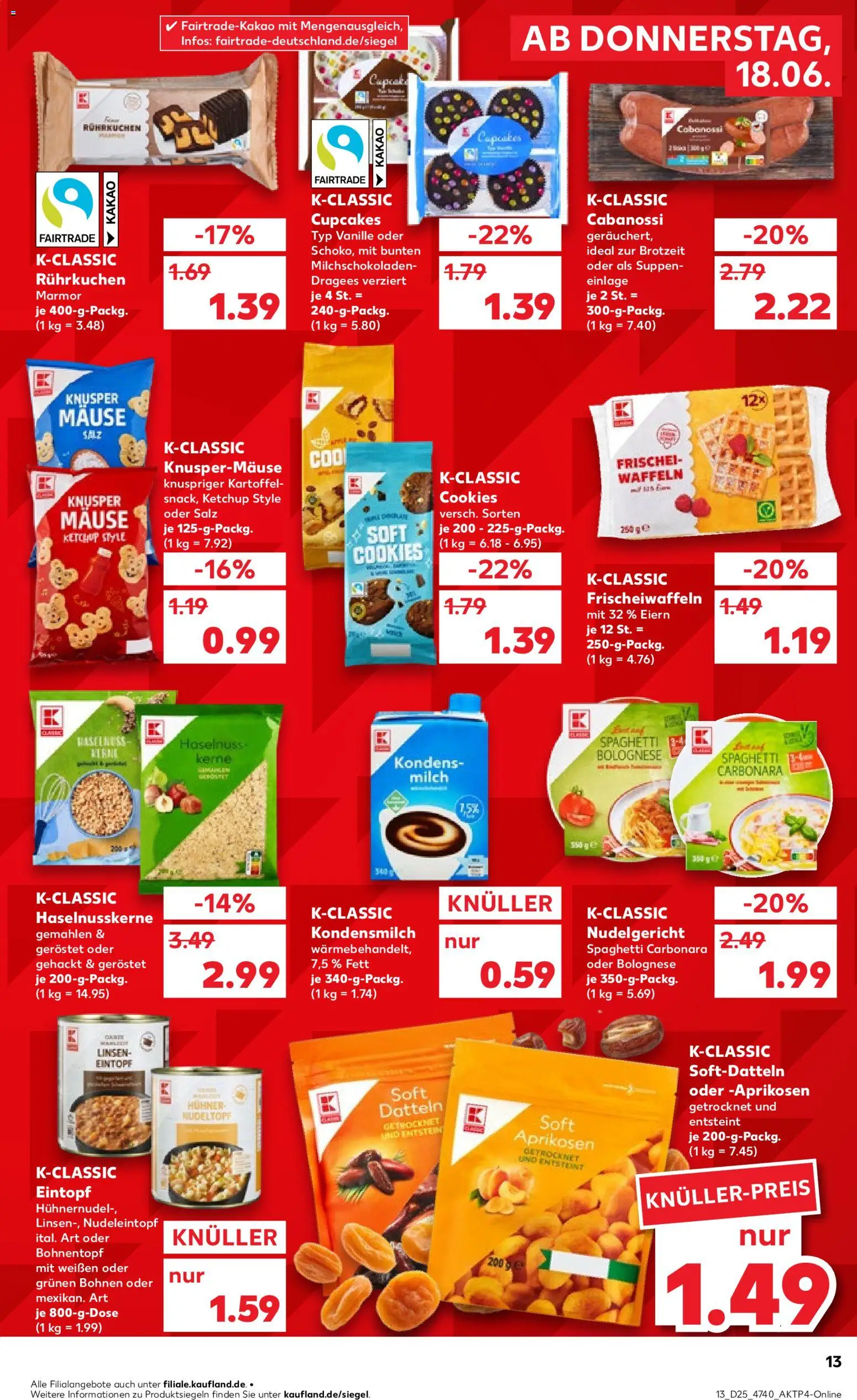 Kaufland Prospekt Hannover – gültig ab 18.06.2026 | Seite: 13 | Produkte: Waffeln, Salz, Pasta, Ketchup