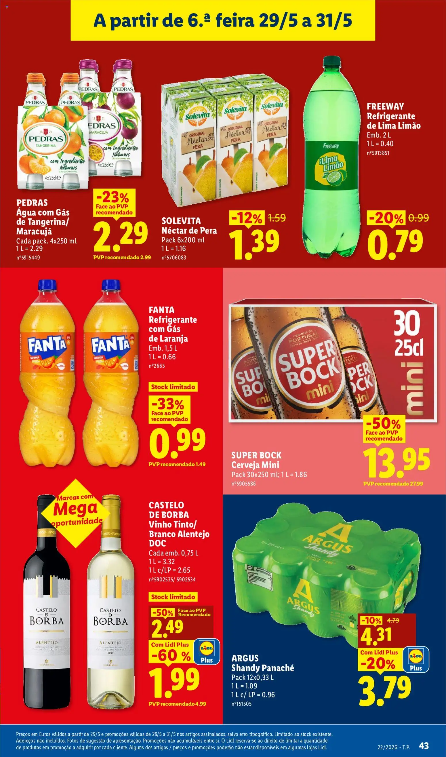 Lidl folheto │ válido de 25.05.2026 | Página: 43 | Produtos: Refrigerante, Fanta, Cerveja, Água com gás