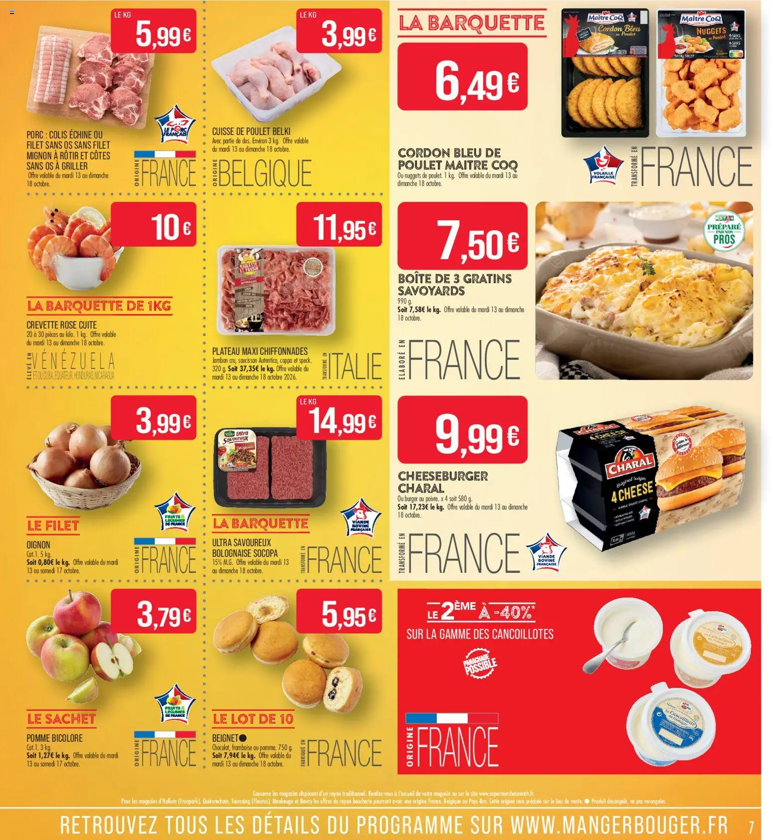 {H1} | Page: 7 | Produits: Cuisse, Beignet, Burger, Porc