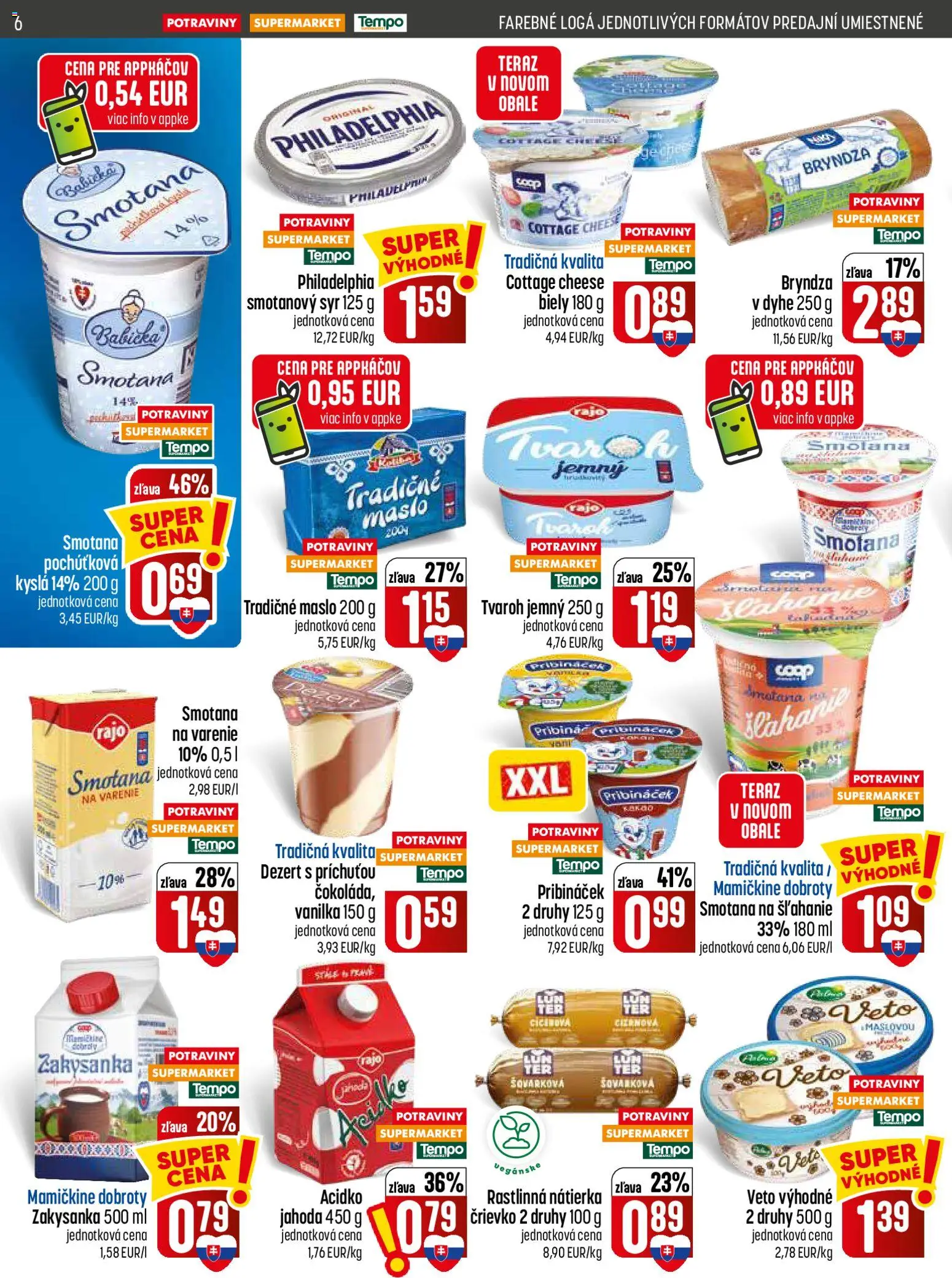 Nové COOP Jednota akcie – leták je platný od 23.07.2026 | Strana: 6 | Produkty: Maslo, Tvaroh, Acidko, Smotana na šľahanie
