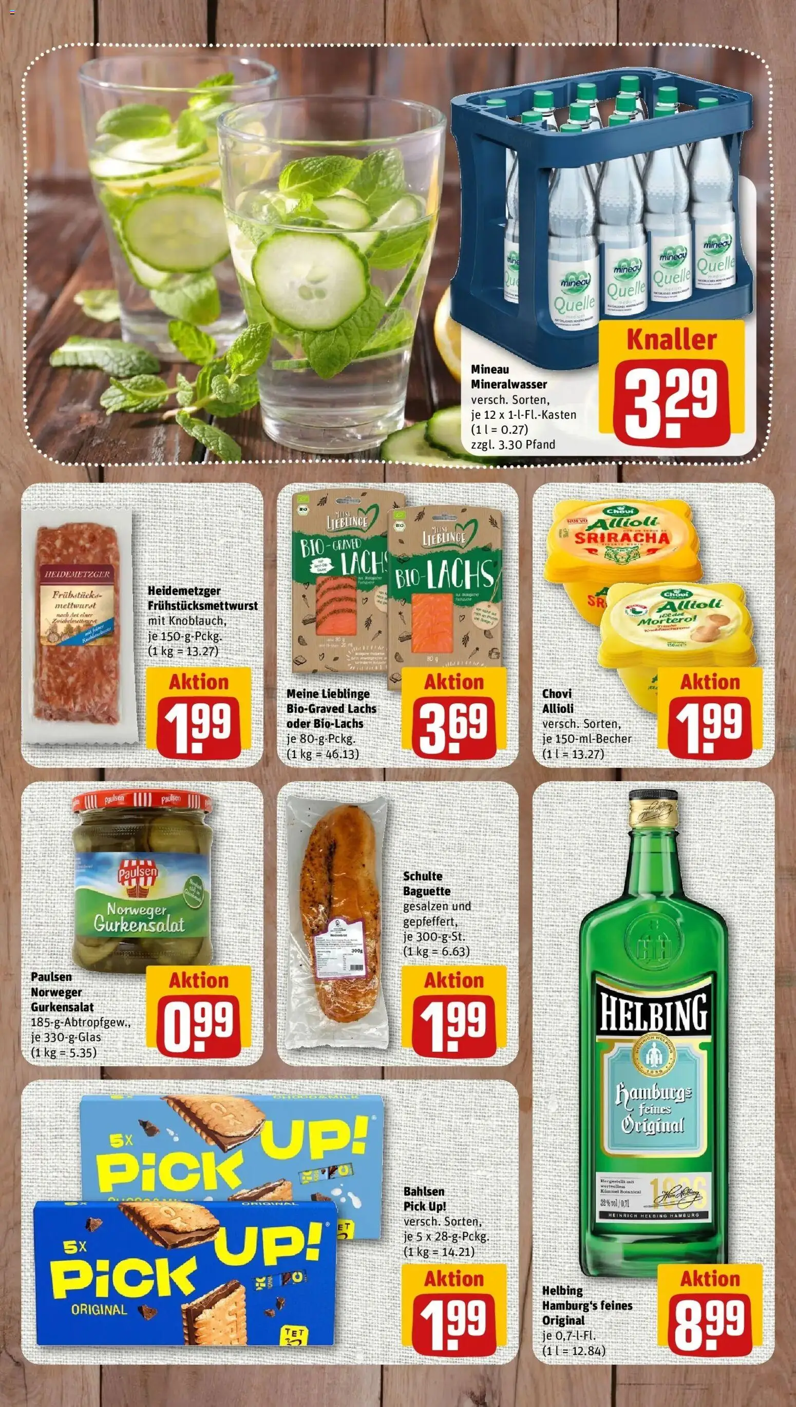 REWE Prospekt ab 24.08.2026 zum Blättern » Angebote | Seite: 8 | Produkte: Baguette, Mineralwasser, Lachs
