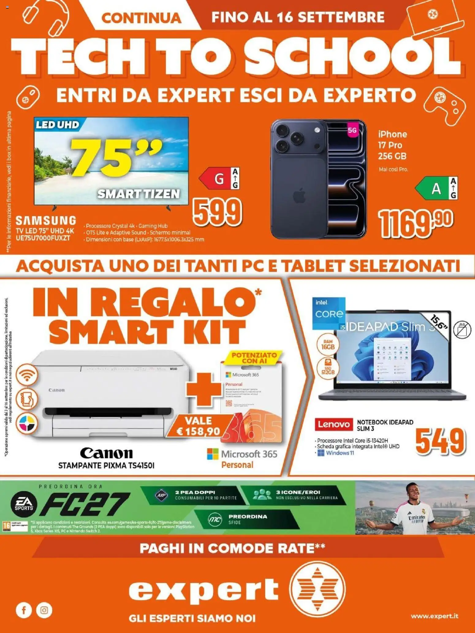 Volantino Expert del 03/09/2026 | Pagina: 1 | Prodotti: Notebook, The, Stampante, TV