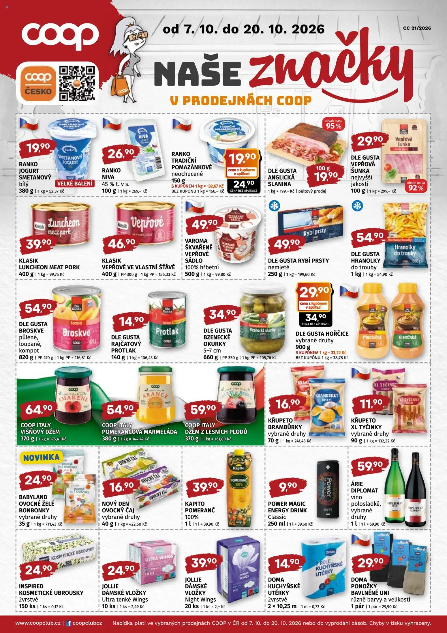 Coop leták - Středočeský region od 07.10.2026 | Strana: 4 | Produkty: Sádlo, Vložky, Niva, Energy drink