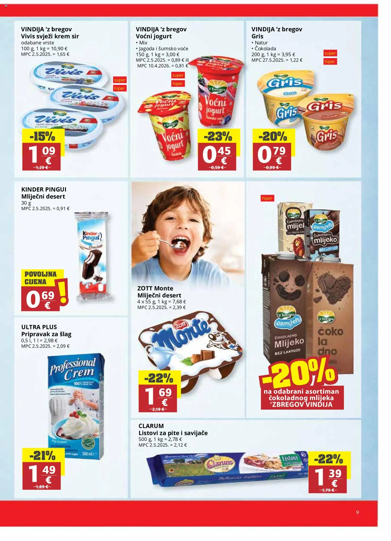 Ribola katalog | vrijedi od 02.09.2026 | Stranica: 9 | Proizvodi: Mlijecni desert, Mlijeko, Sir, Šlag