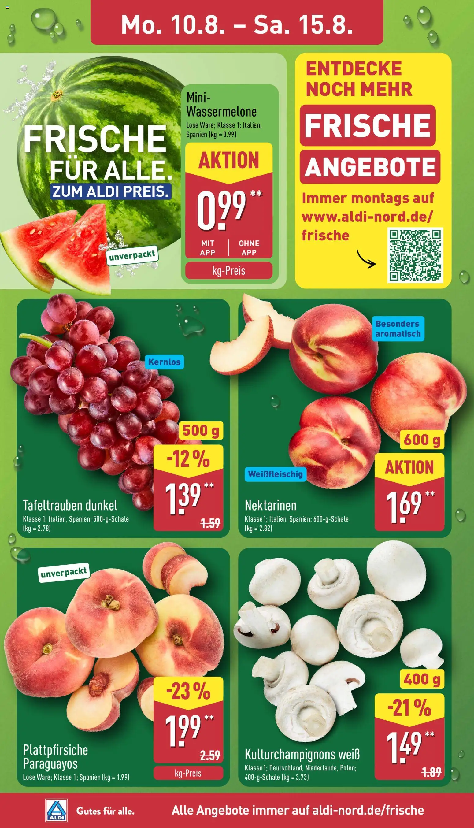 Aldi Prospekt – gültig ab 10.08.2026 | Seite: 2 | Produkte: Nektarinen, Wassermelone