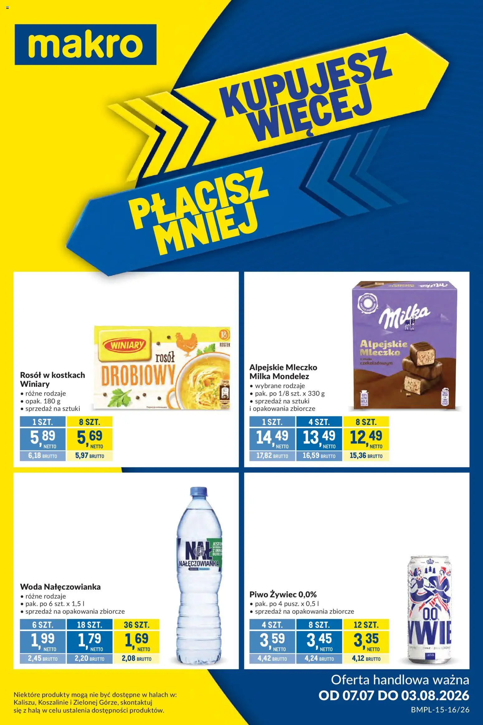 Makro gazetka - Kupujesz więcej płacisz mniej od 07.07.2026 | Strona: 1 | Produkty: Milka, Piwo, Woda