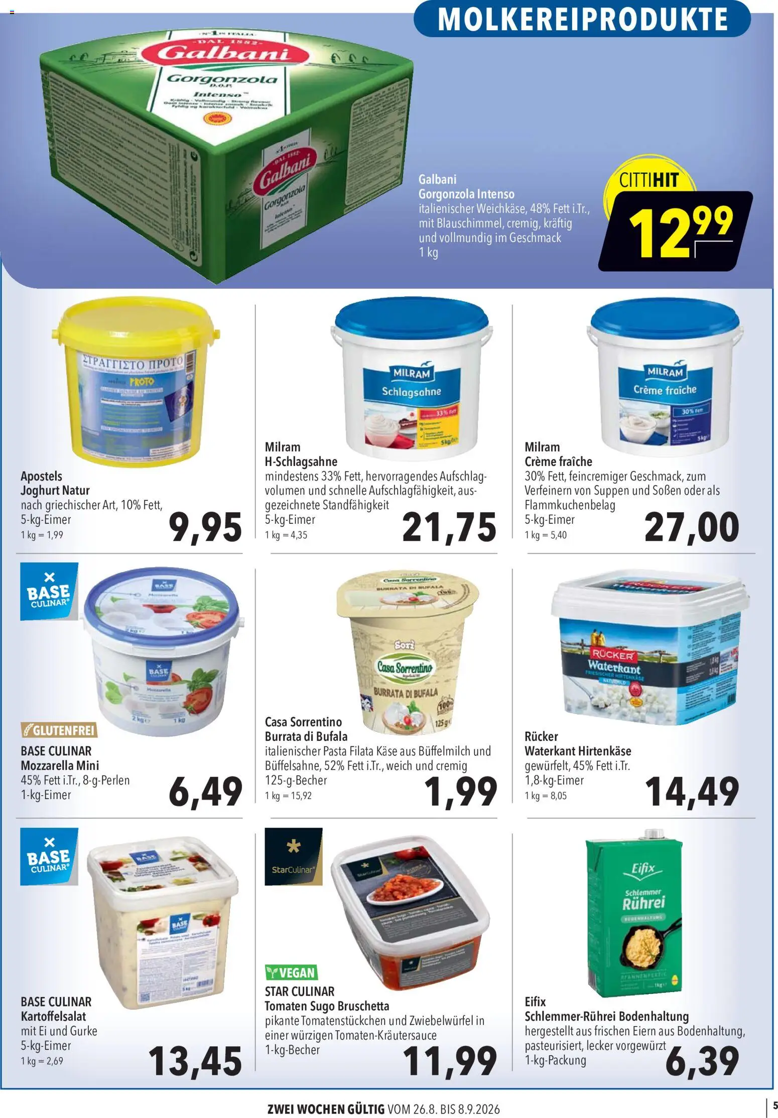 CITTI Markt Aktuelle Angebote für Profis – gültig ab 26.08.2026 | Seite: 5 | Produkte: Schlagsahne, Tomaten, Creme, Pasta