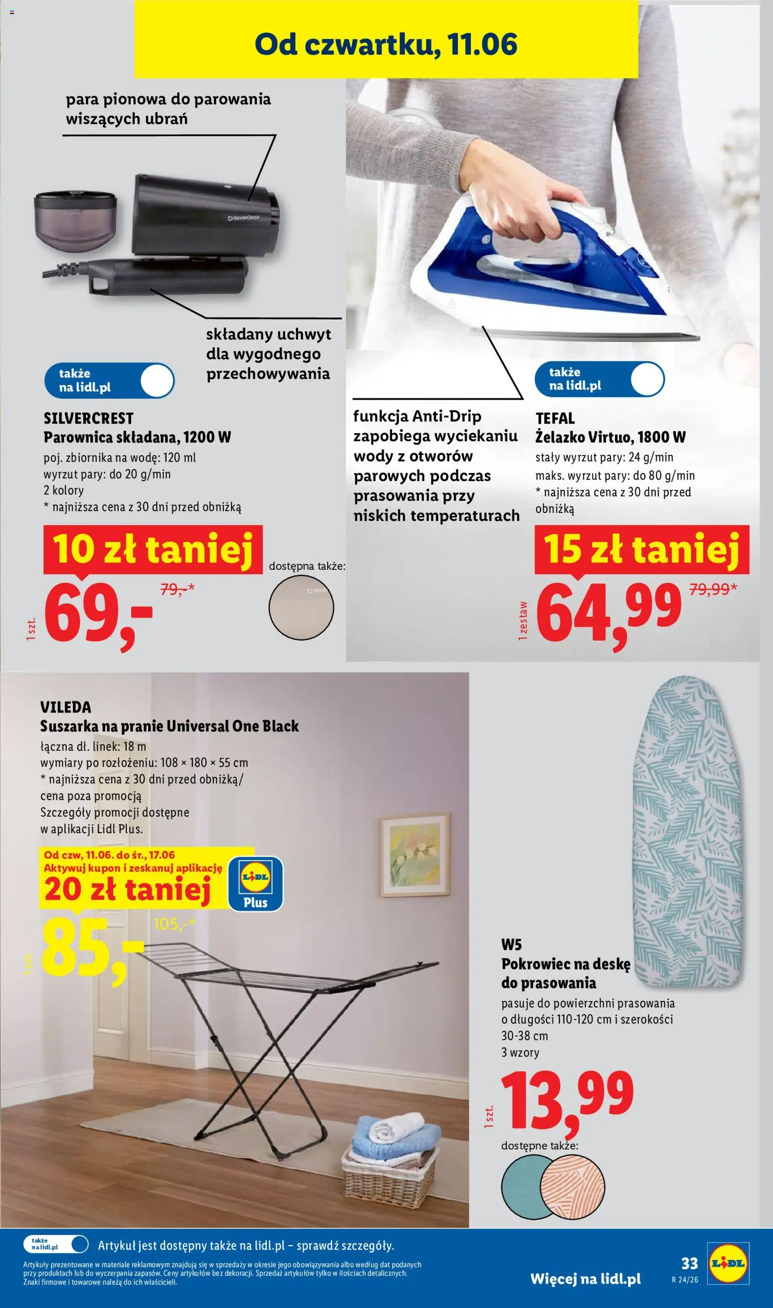 Lidl Katalog od 08.06.2026 | Strona: 37 | Produkty: Suszarka na pranie, Suszarka, Vileda, Tefal