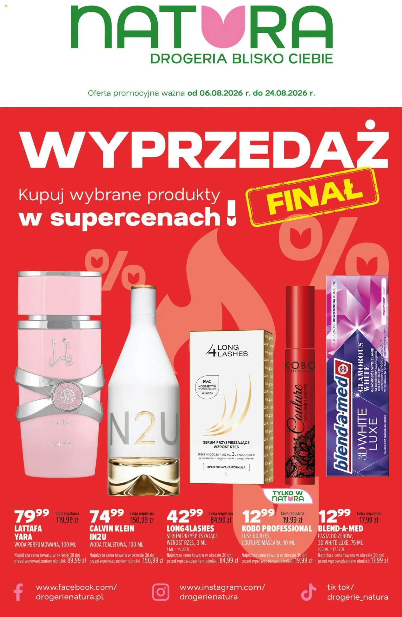 Drogerie Natura gazetka od 06.08.2026 | Strona: 1 | Produkty: Drogeria, Pasta, Pasta do zębów, Woda