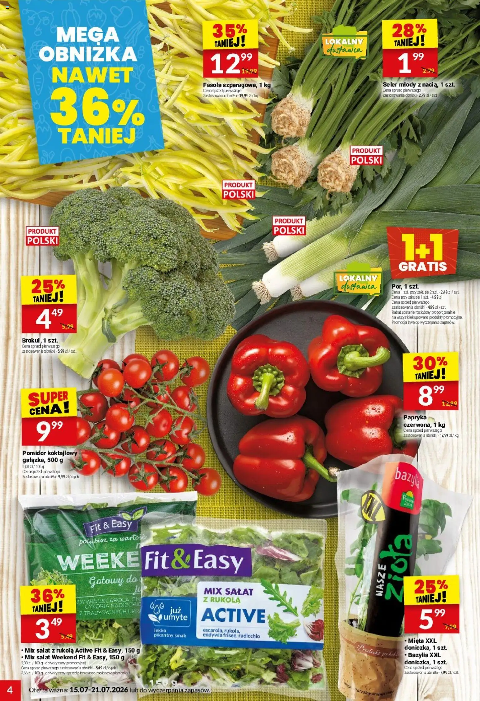 Twój Market gazetka od 15.07.2026 | Strona: 4 | Produkty: Papryka, Rukola, Mięta, Mix sałat