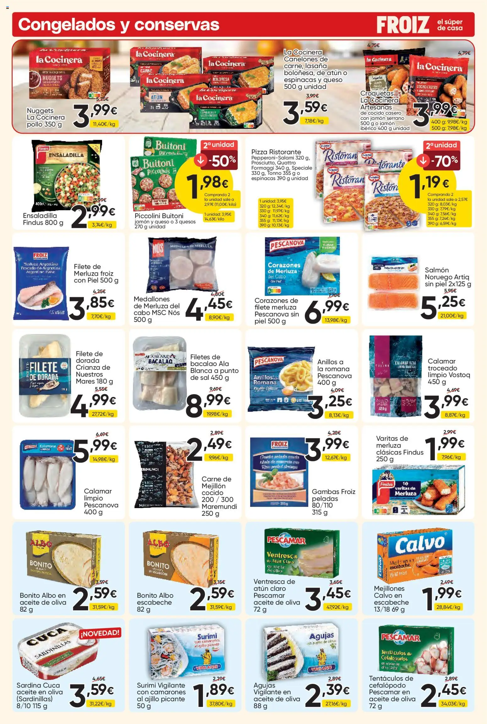 Froiz folleto │ válido desde el 27/08/2026 | Página: 4 | Productos: Sardinillas, Aceite, Jamón, Filete