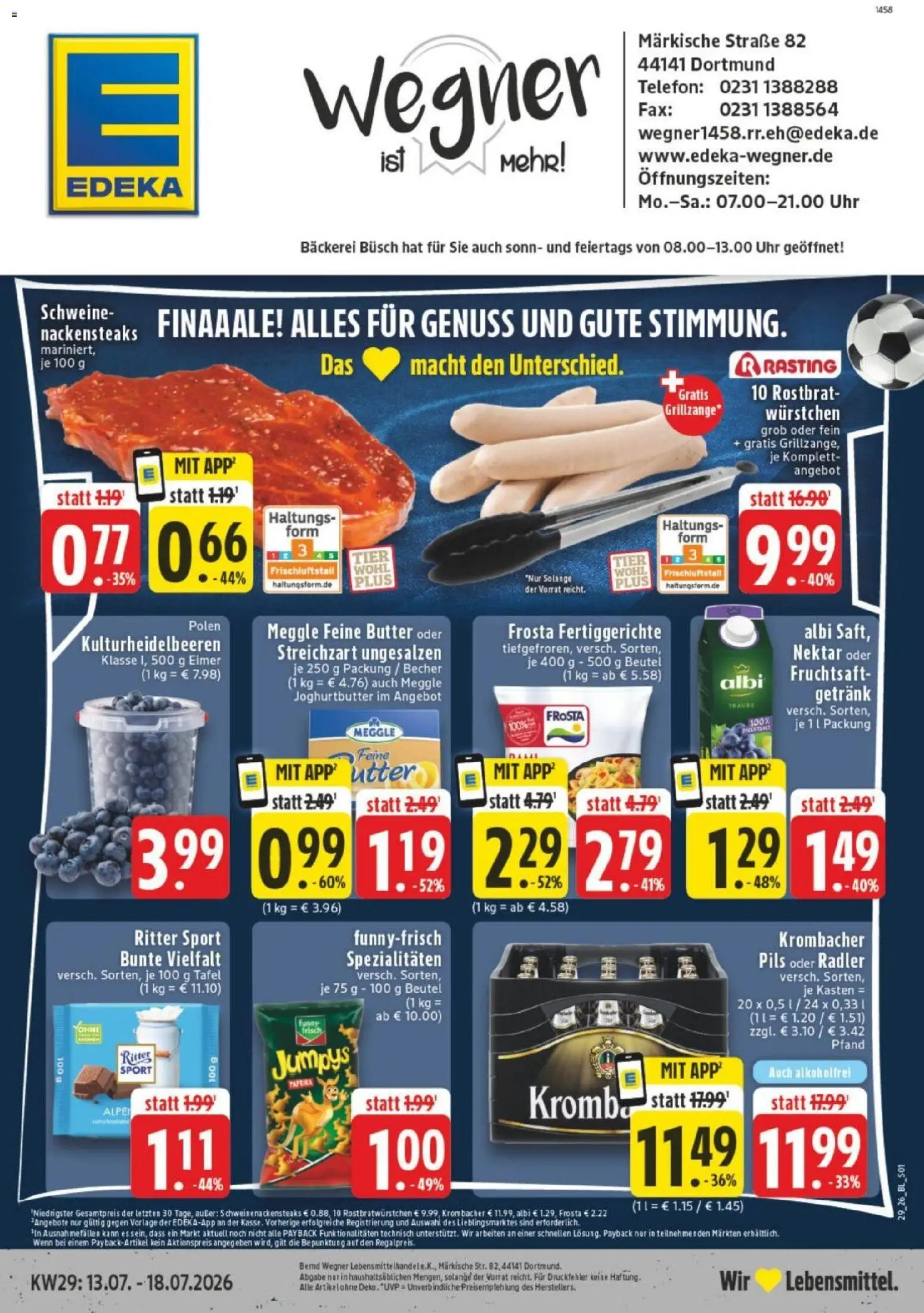 Edeka Prospekt Wegner (ab 13.07.2026) » Angebote Online catalogue cover