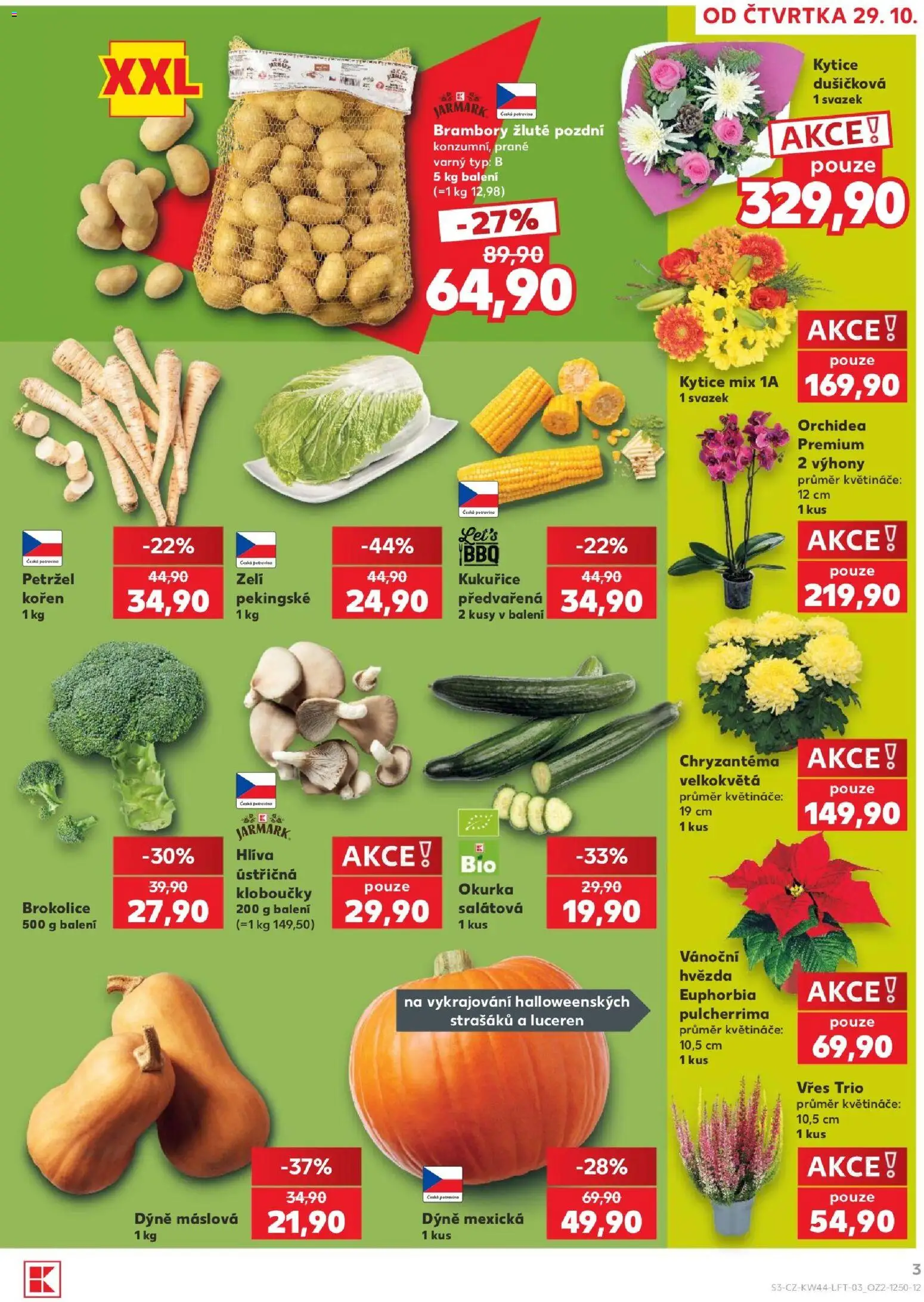 Kaufland leták - Kolín od 29.10.2026 | Strana: 3 | Produkty: Hlíva ústřičná, Kukuřice, Brokolice, Brambory