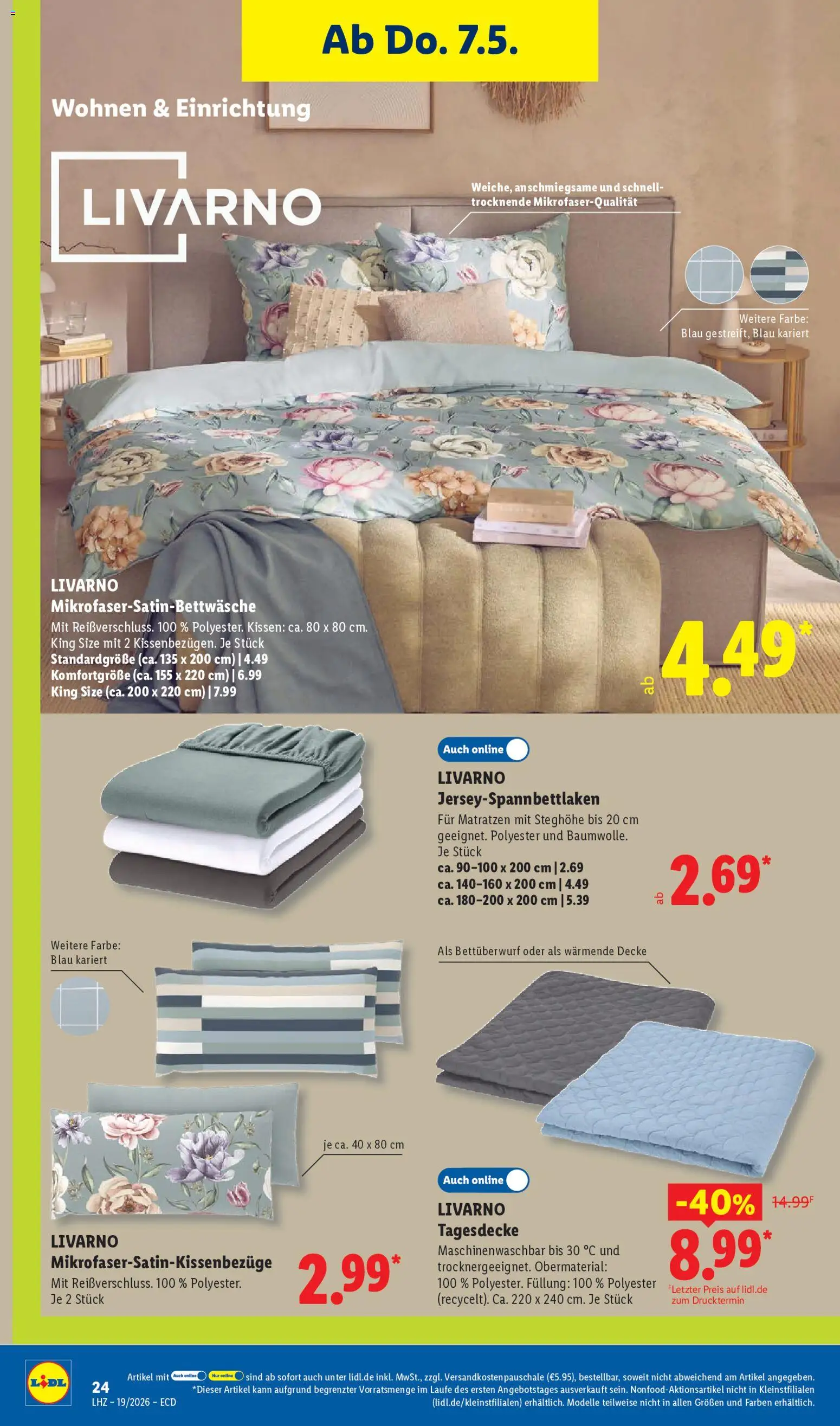 Lidl Prospekt – gültig ab 04.05.2026 | Seite: 42 | Produkte: Kissen, Decke, Tagesdecke