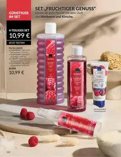 AVON Katalog Juli 2026 ab 01.07.2026 gültig | Seite: 164 | Produkte: Handcreme, Duschgel, Himbeere, Körperspray