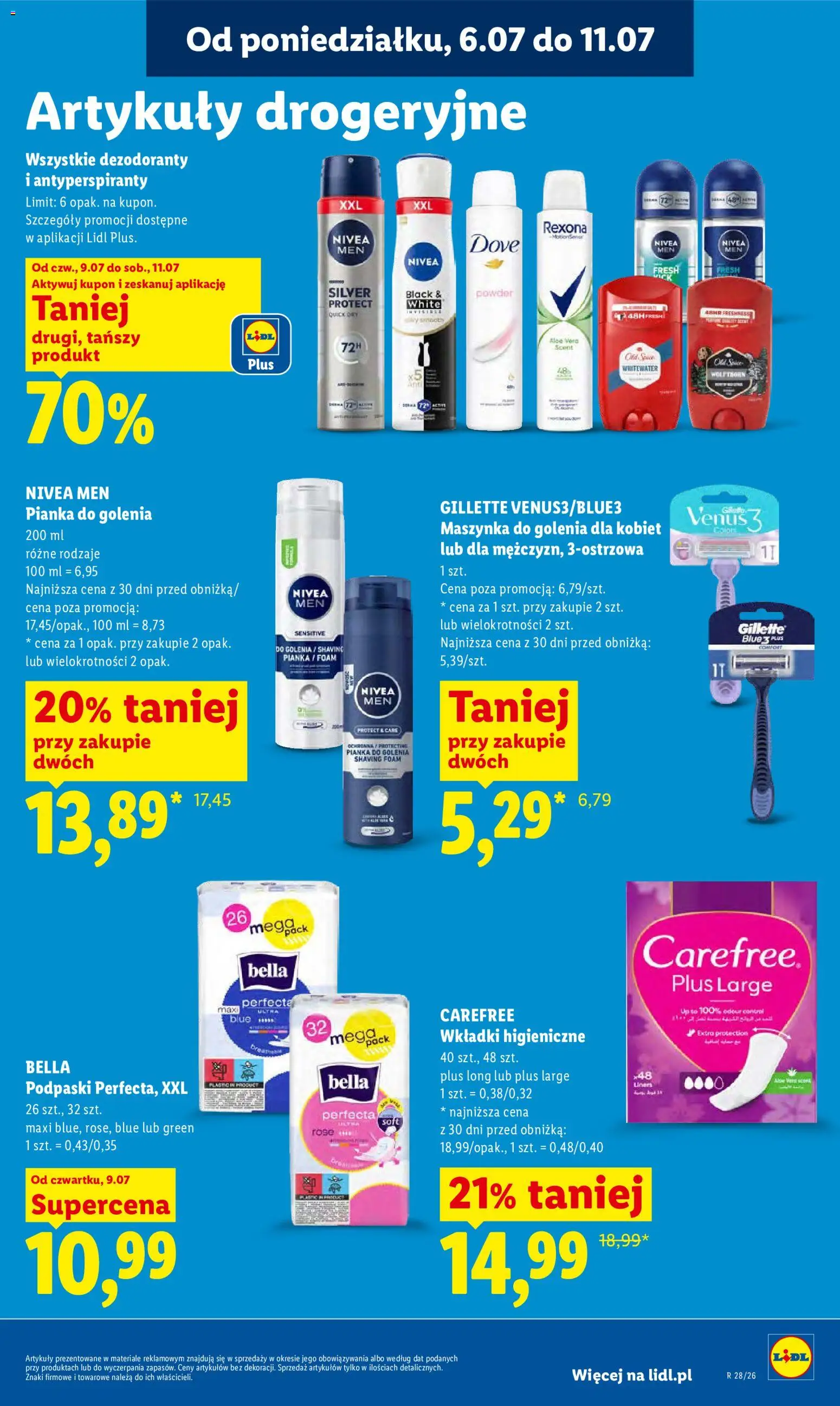 Lidl gazetka od 09.07.2026 | Strona: 89 | Produkty: Gillette, Maszynka do golenia, Wkładki higieniczne, Pianka do golenia