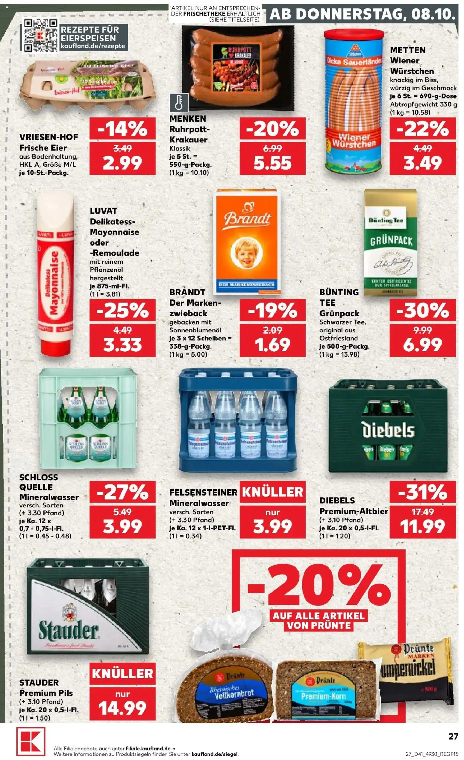 Prospekt Kaufland ab 05.10.2026 » Angebote Online zum Blättern | Seite: 37 | Produkte: Wiener wurstchen, Vollkornbrot, Pils, Tee