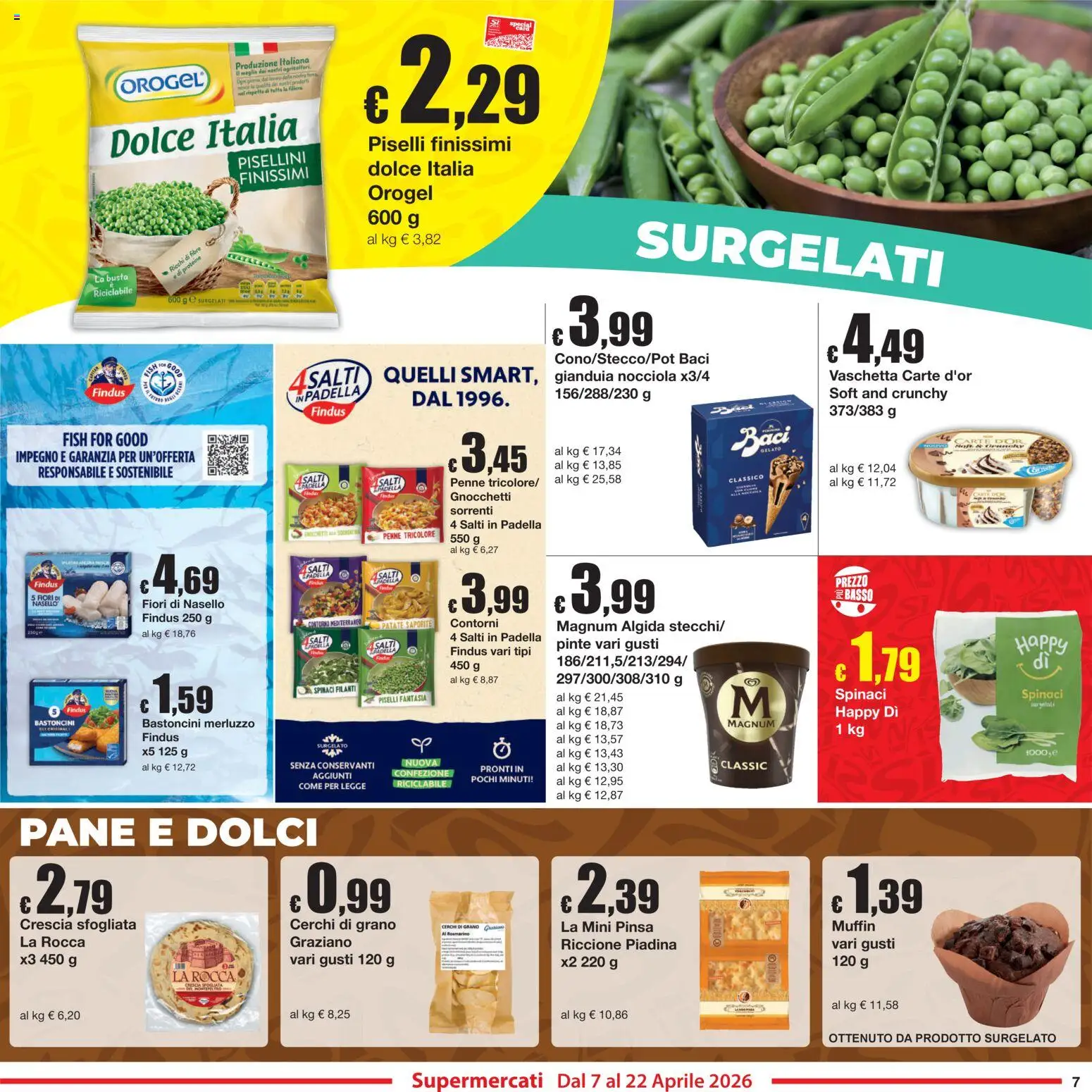 Volantino Sì con Te del 07.04.2026 | Pagina: 7 | Prodotti: Merluzzo, Patate, Piselli, Penne