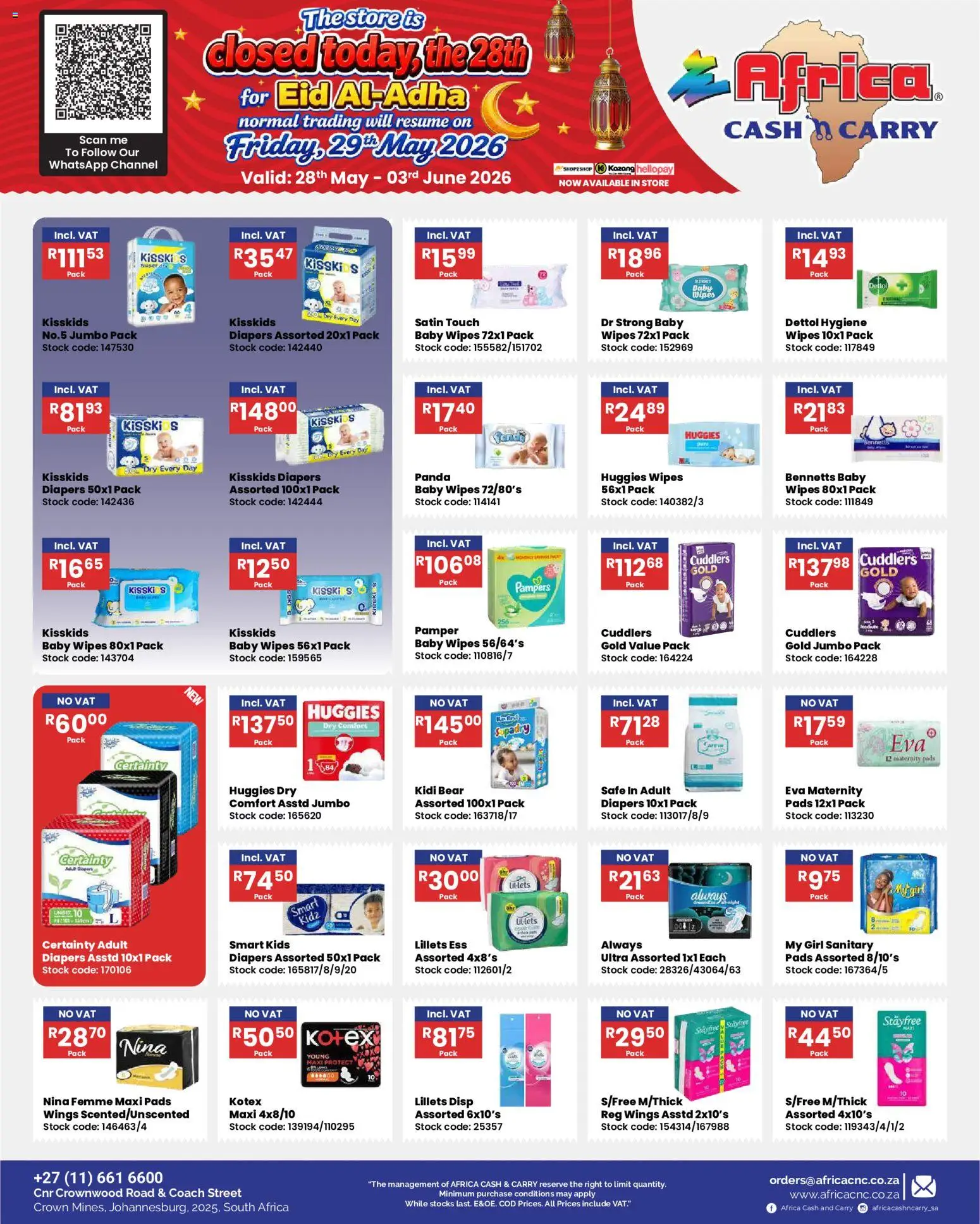 New Africa Cash & Carry catalogue – valid from 28.05.2026 | Page: 14 | Products: Pads, Stock
